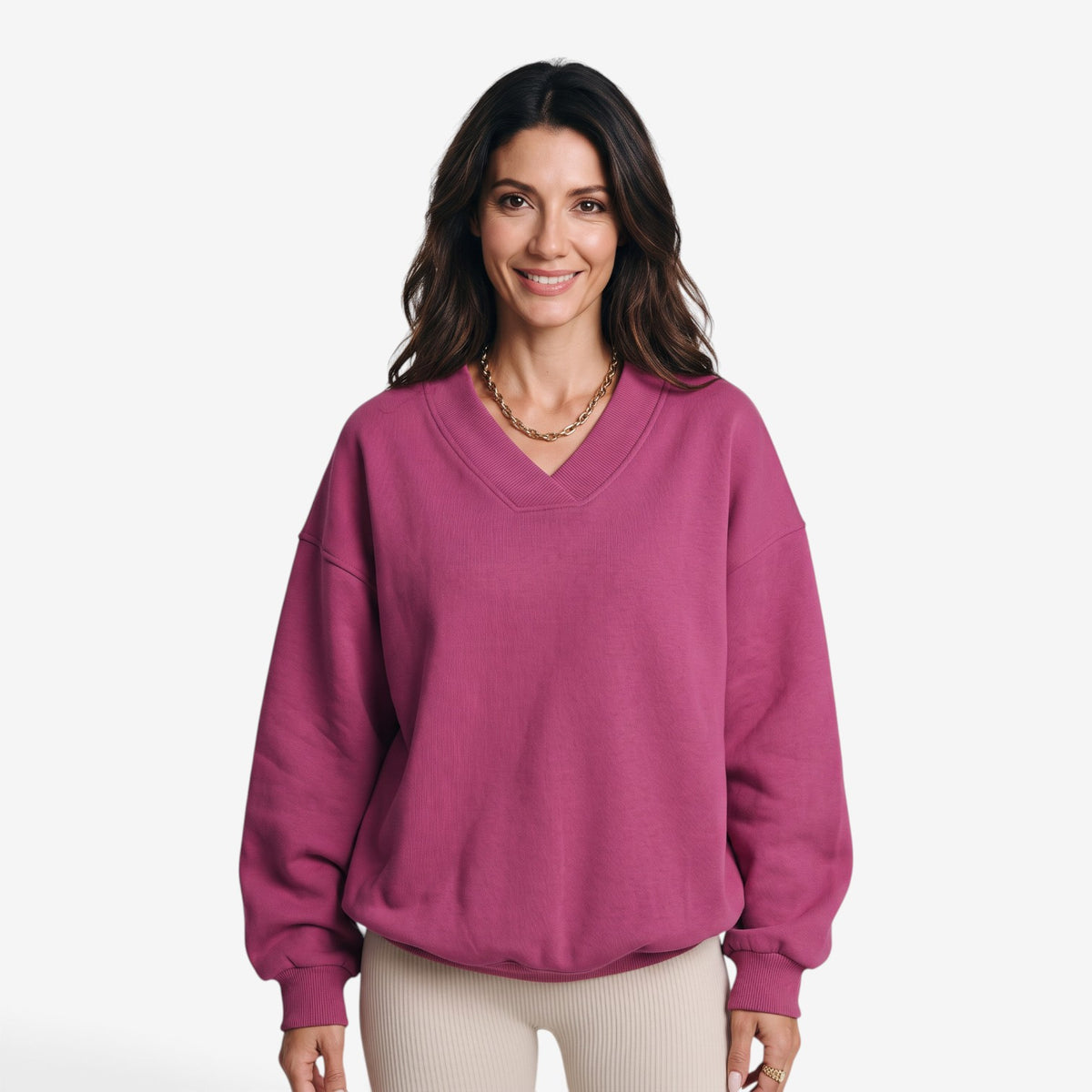 Sudadera Oversize con Cuello de Pico para Mujer