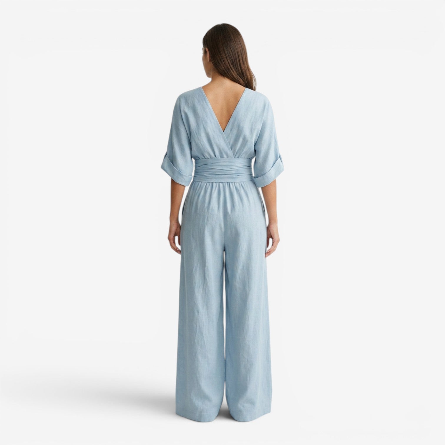 Mono de Lino con Cuello en V para Mujer