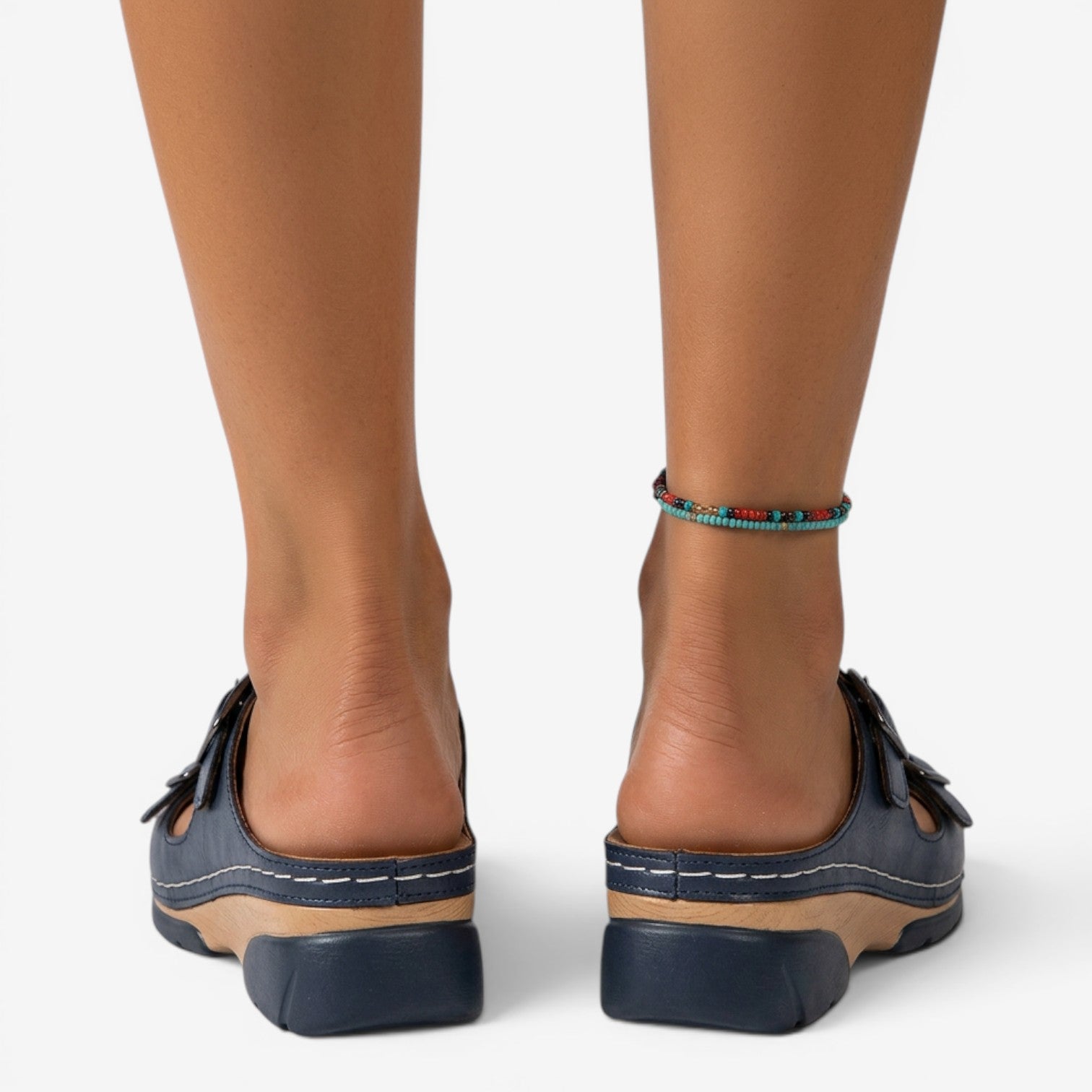 Sandalias Mule de Cuña con Doble Hebilla