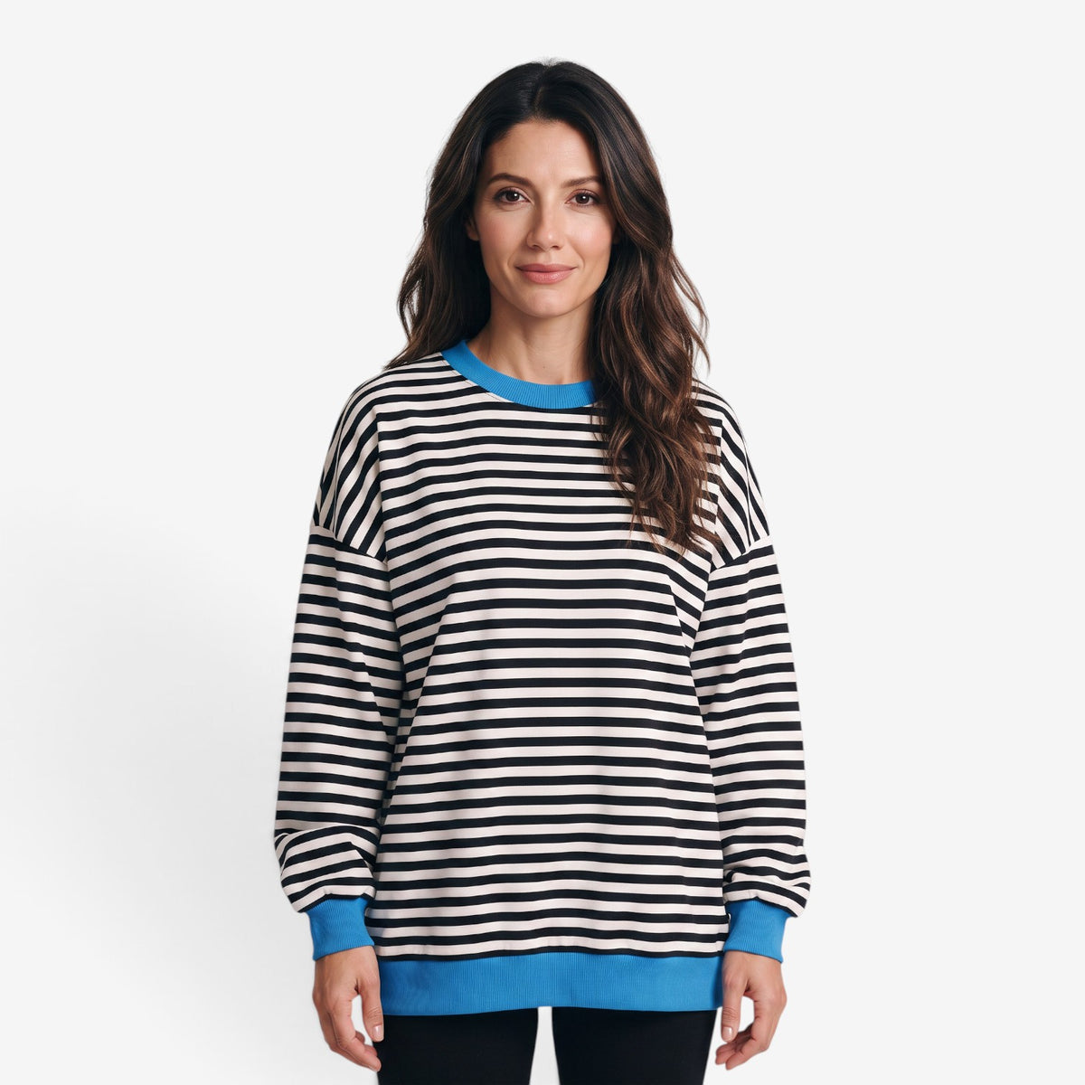 Sudadera a Rayas con Detalles en Contraste para Mujer