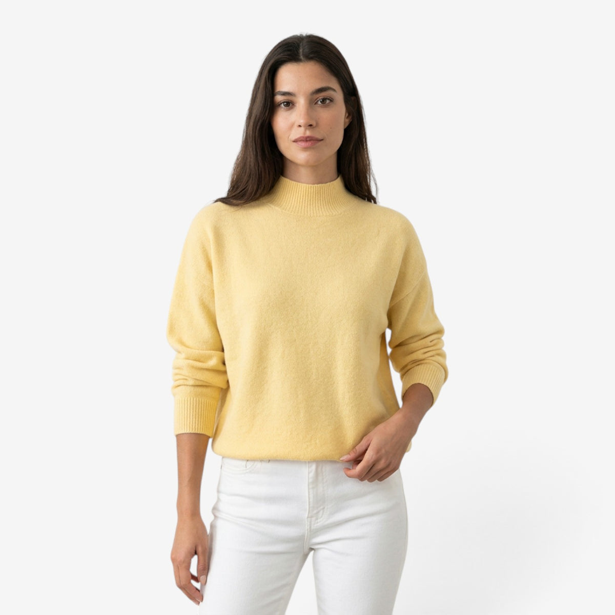 Jersey de Punto Liso con Cuello Alto para Mujer