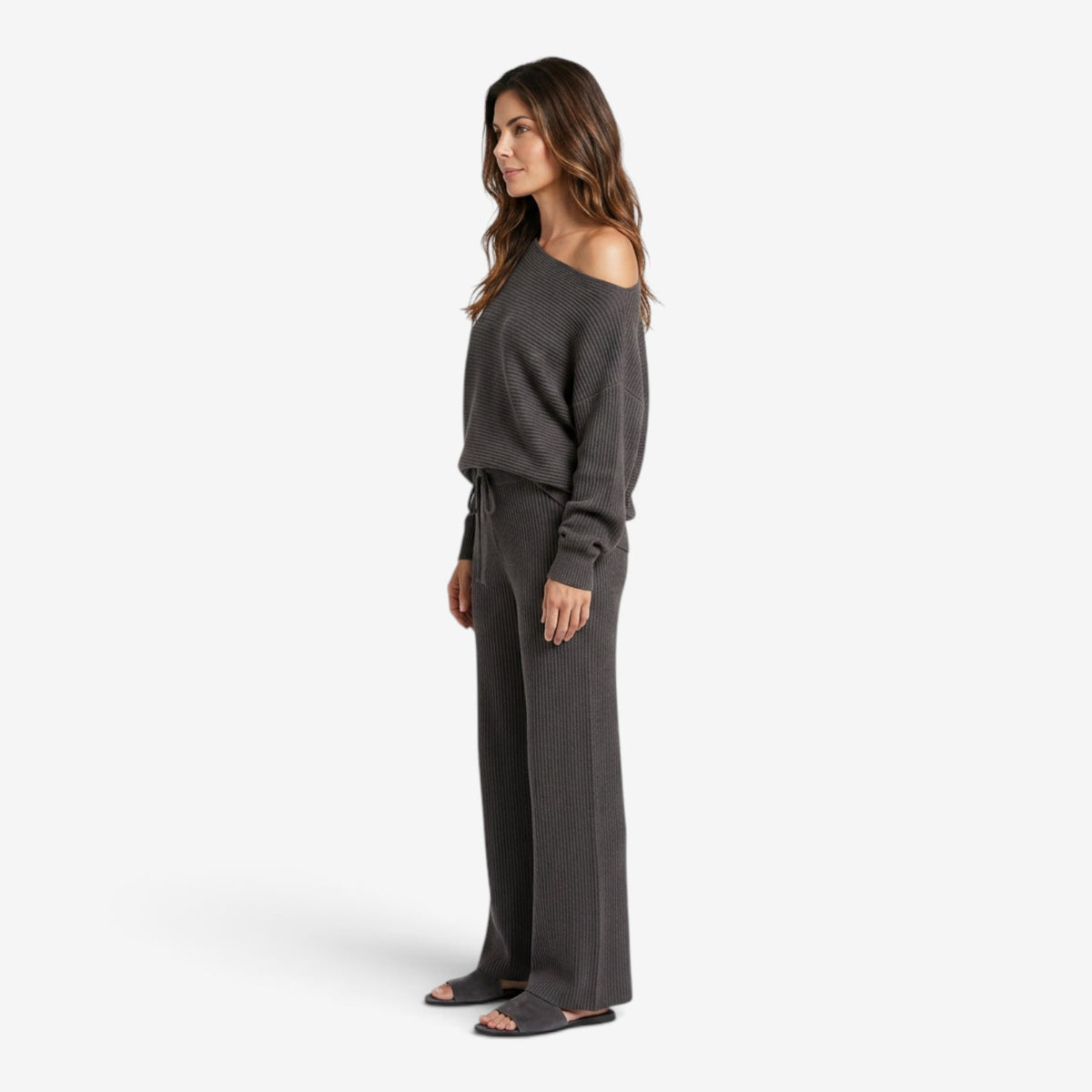 Conjunto de Punto con Hombro Descubierto para Mujer