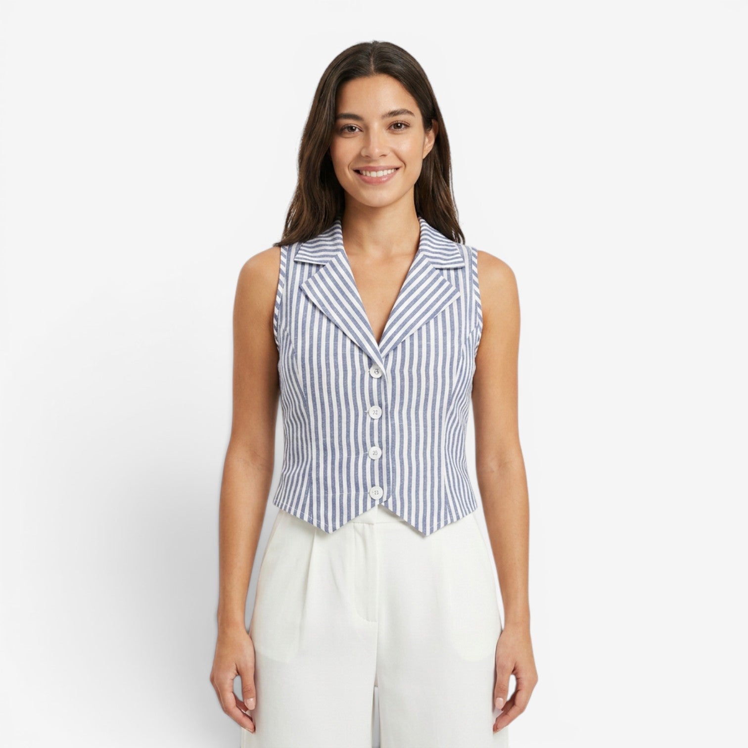 Blusa de Rayas con Bajo Asimétrico para Mujer