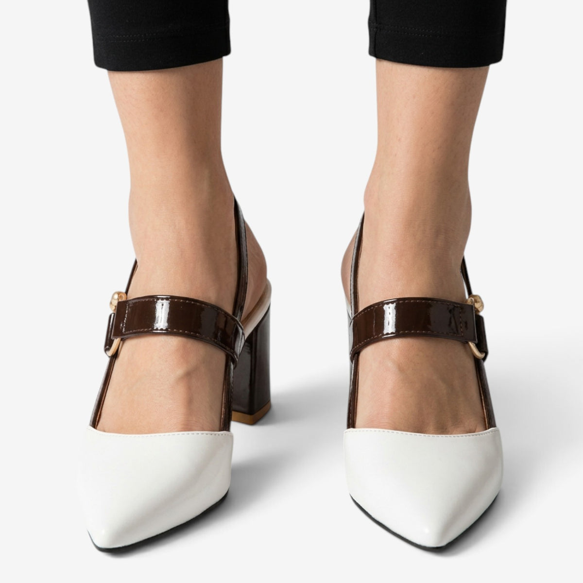 Zapatos Slingback Bicolor con Tacón para Mujer