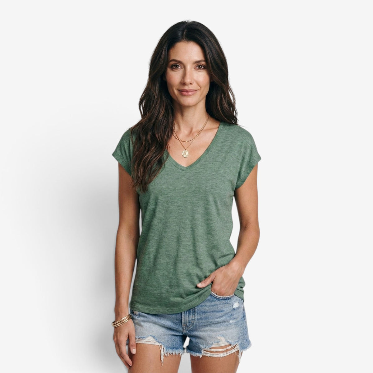 Camiseta Holgada con Cuello en V para Mujer