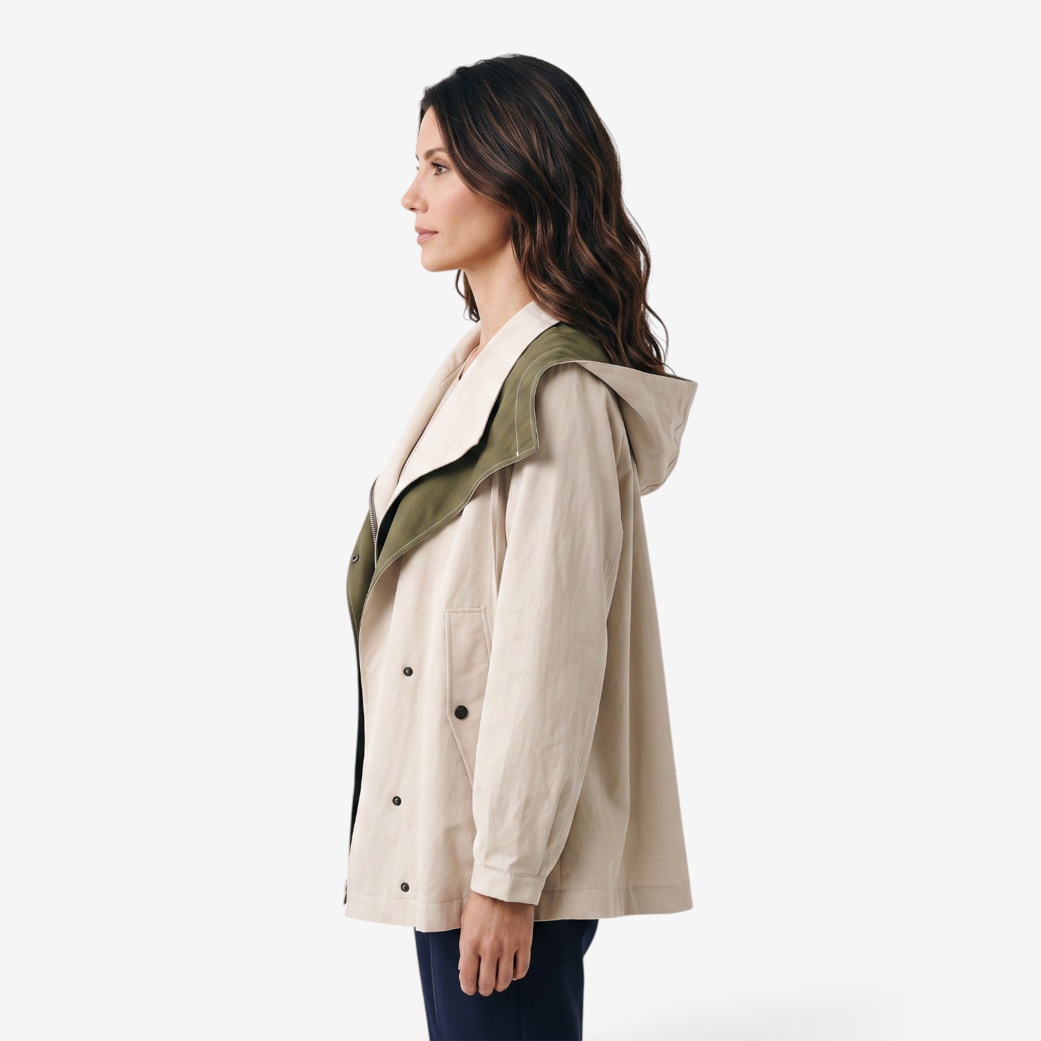 Gabardina Corta con Contraste para Mujer