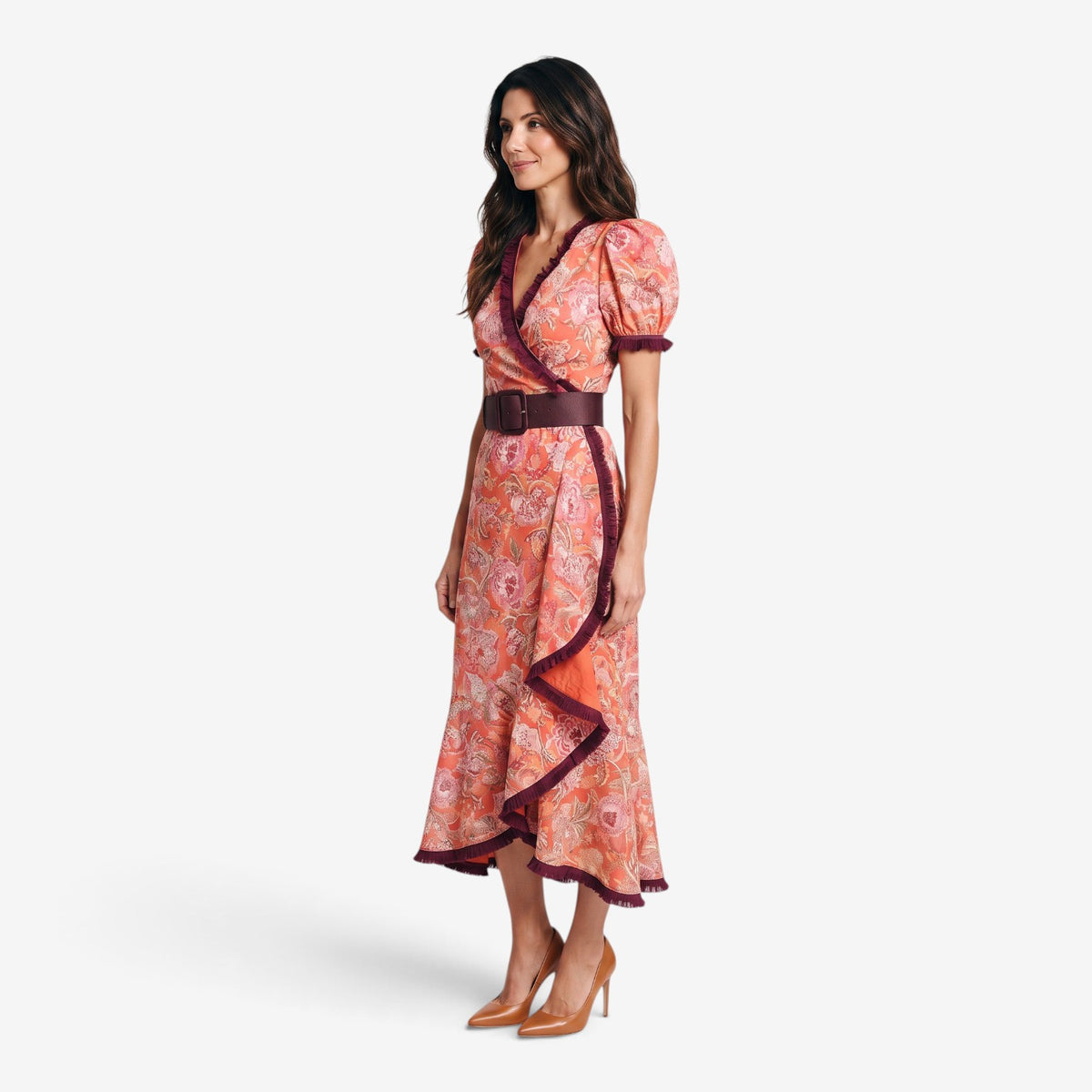 Vestido Largo Cruzado con Volantes para Mujer
