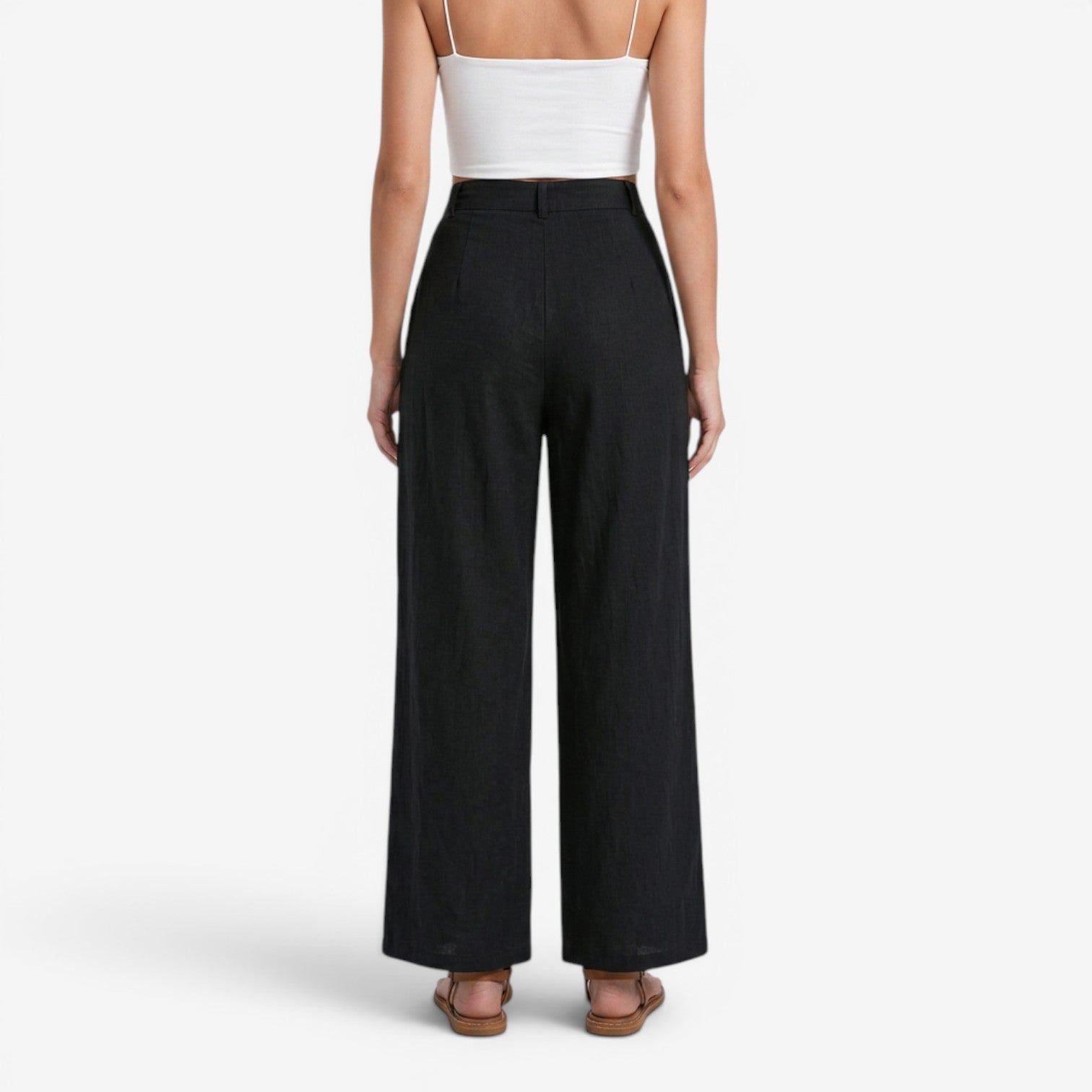 Pantalón de Lino Pierna Ancha para Mujer
