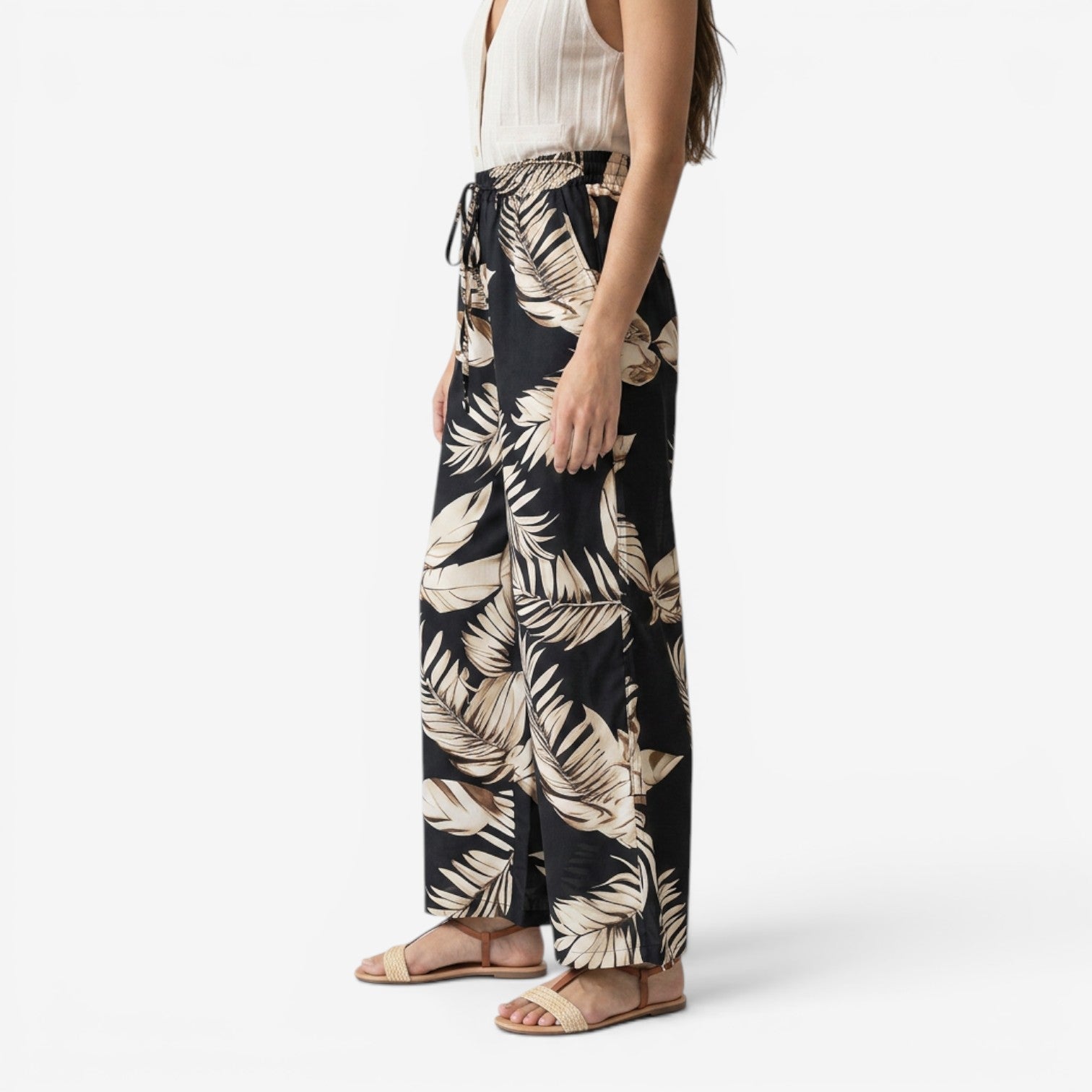Pantalón Bohemio con Estampado de Hojas para Mujer