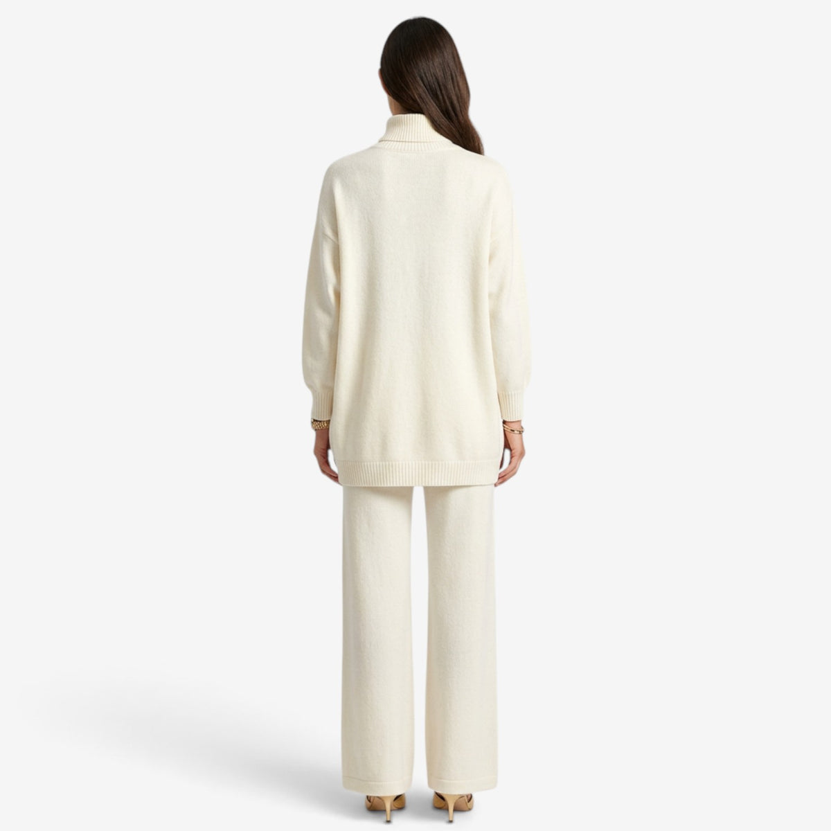 Conjunto de Punto Asimétrico con Botones para Mujer