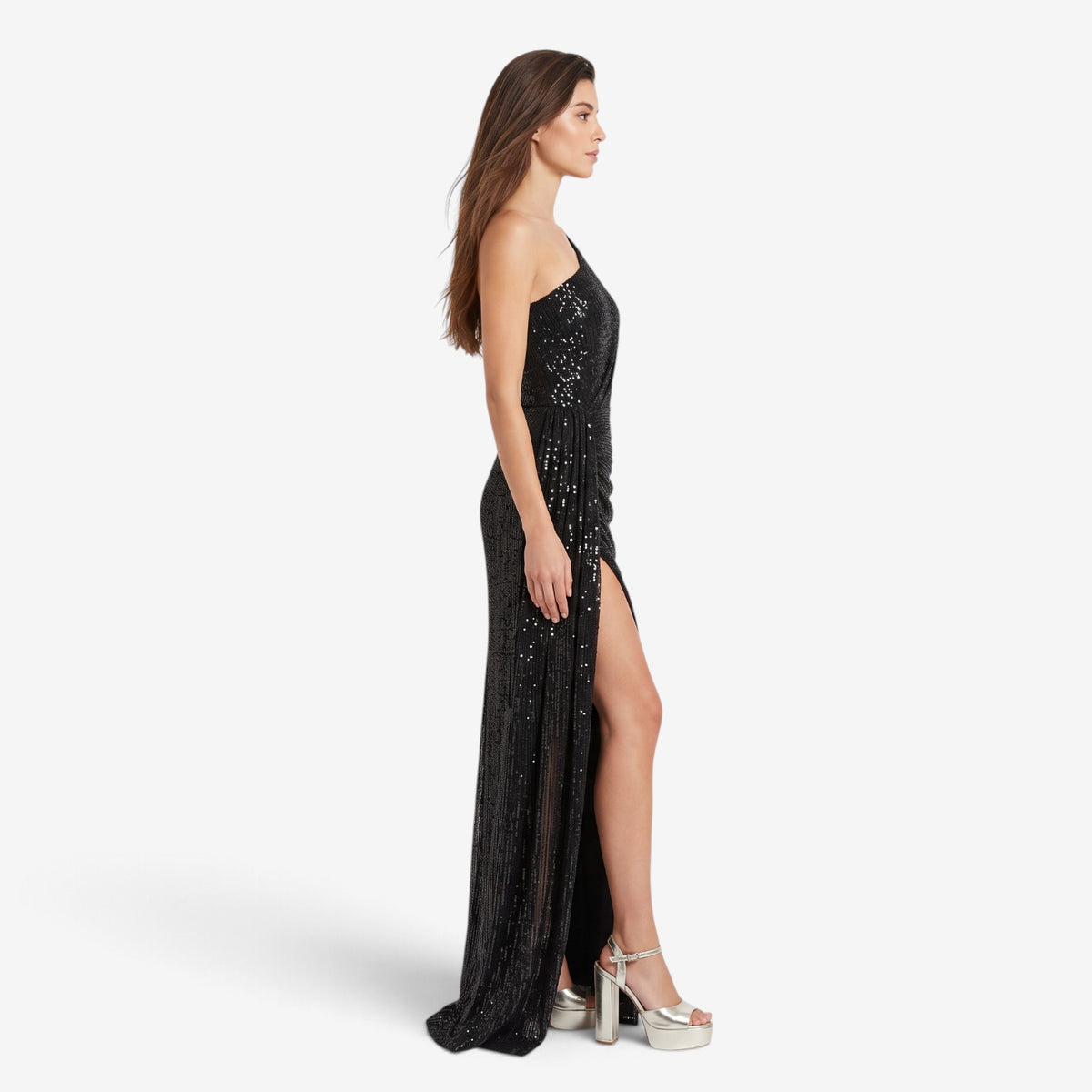 Vestido de Fiesta Asimétrico con Lentejuelas para Mujer