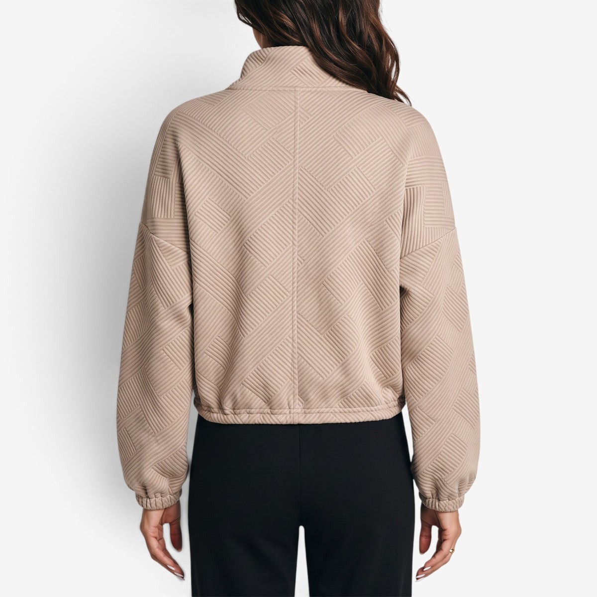 Chaqueta Texturizada con Cuello Alto para Mujer