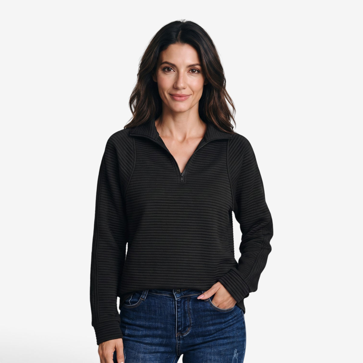 Sudadera con Cuello Alto y Cremallera