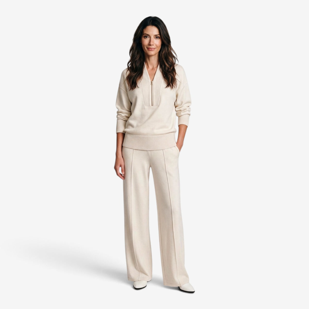 Conjunto Casual con Media Cremallera para Mujer
