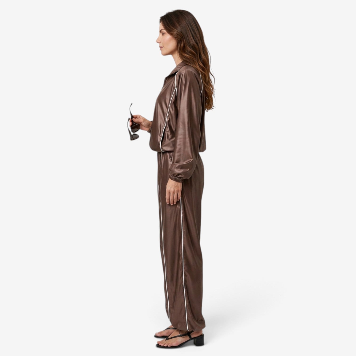 Conjunto Deportivo Satinado con Ribetes para Mujer