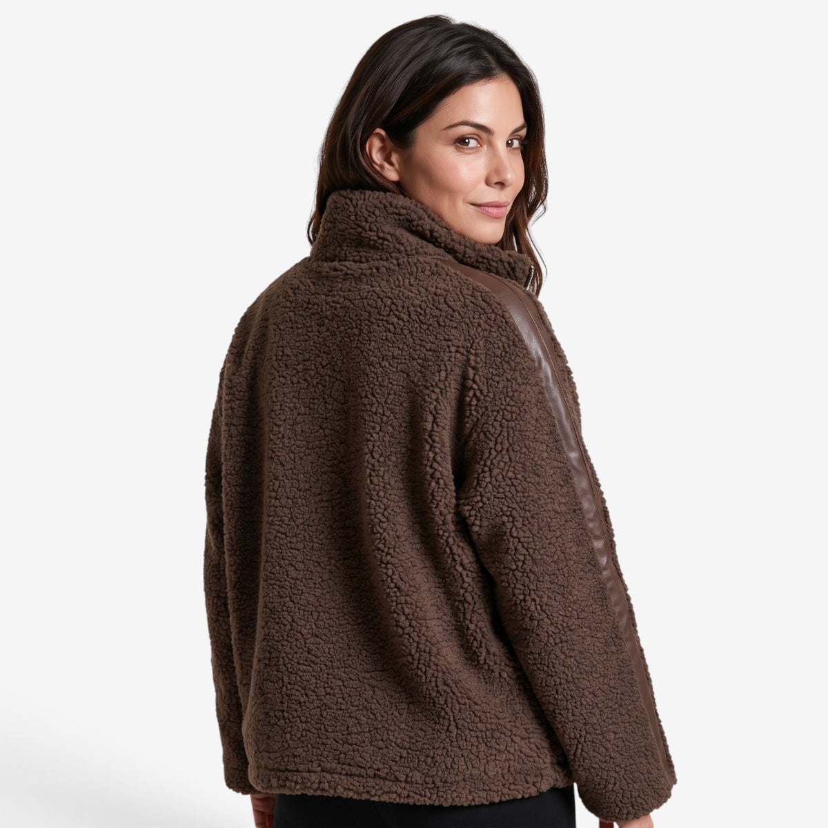 Chaqueta Borreguito con Cuello Alto para Mujer