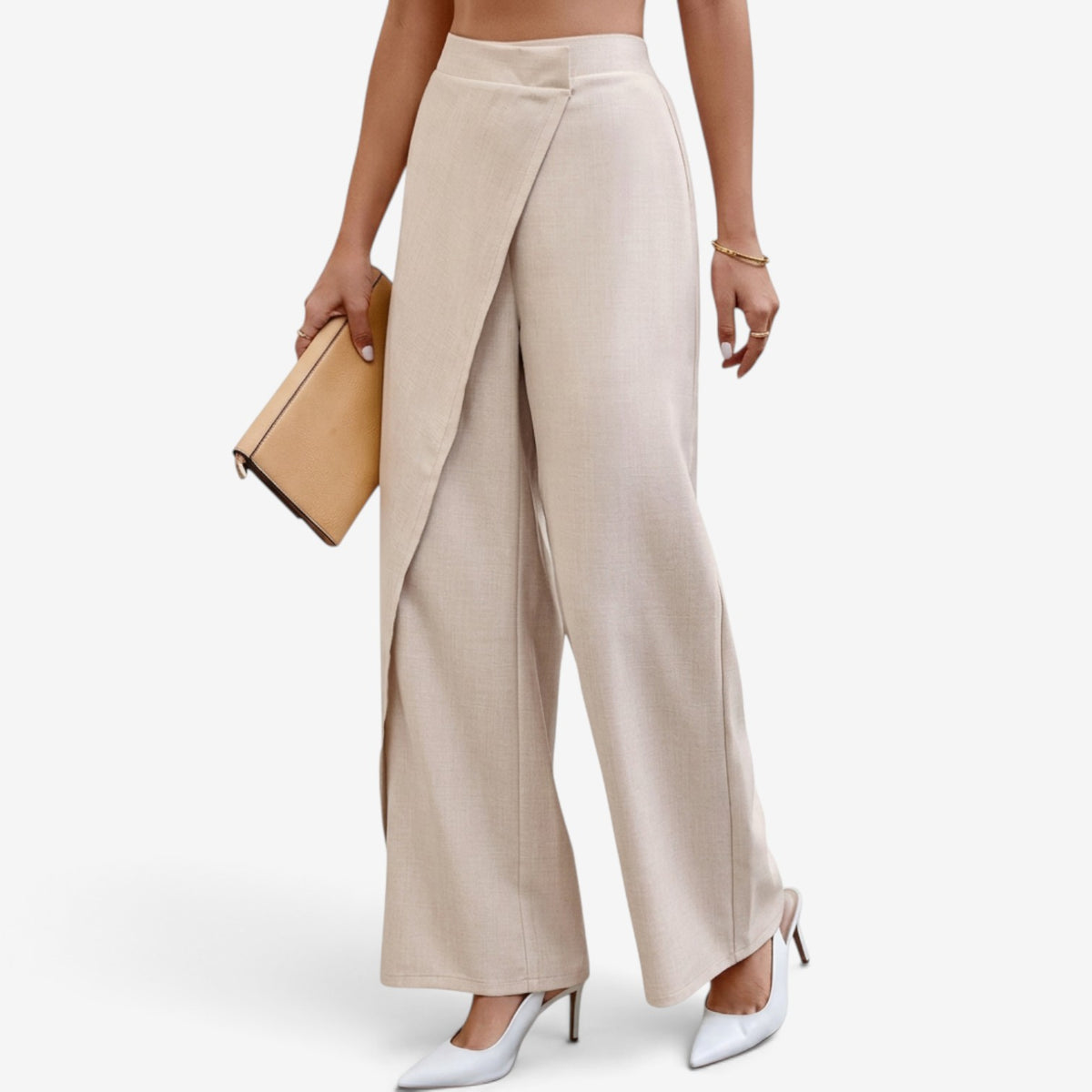 Pantalón Palazzo con Diseño Cruzado para Mujer
