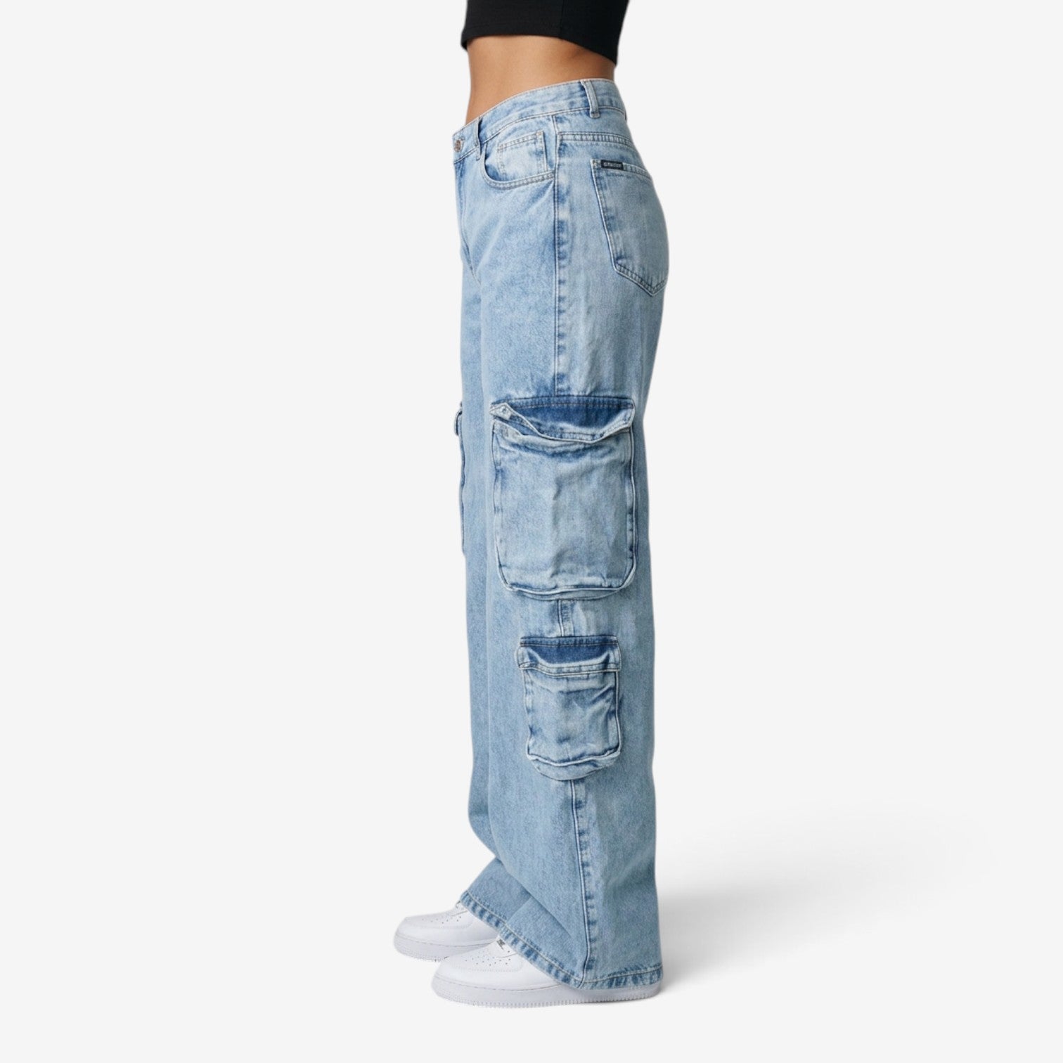 Jeans Cargo de Pierna Ancha para Mujer