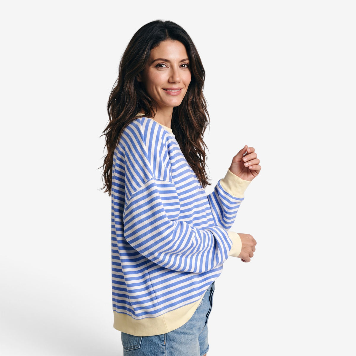 Sudadera a Rayas con Detalles en Contraste para Mujer