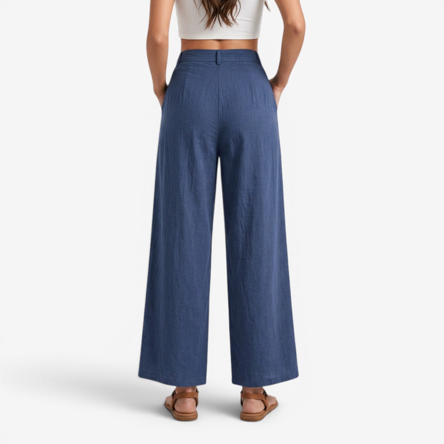 Pantalón de Lino Pierna Ancha para Mujer