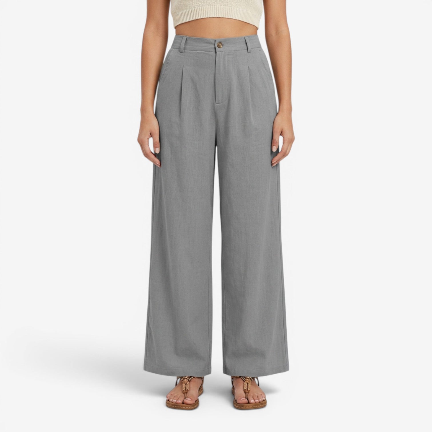 Pantalón de Lino Pierna Ancha para Mujer