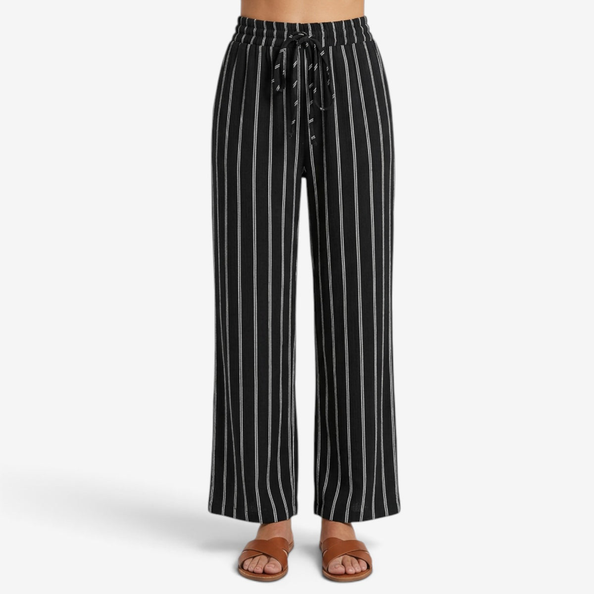 Pantalón Casual de Rayas con Cordón para Mujer