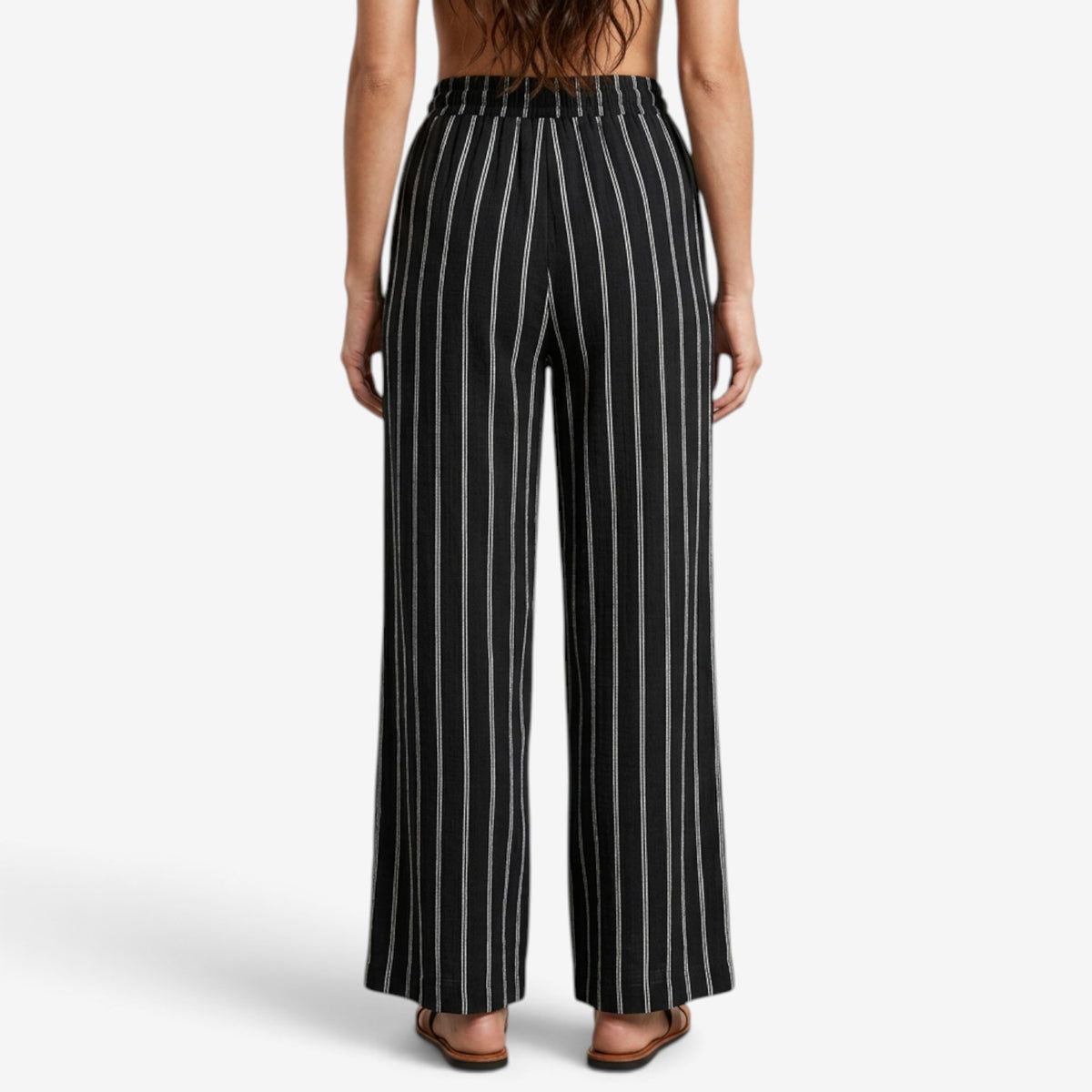 Pantalón Casual de Rayas con Cordón para Mujer