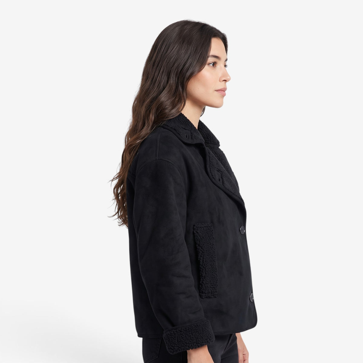 Chaqueta Efecto Ante con Borreguito para Mujer