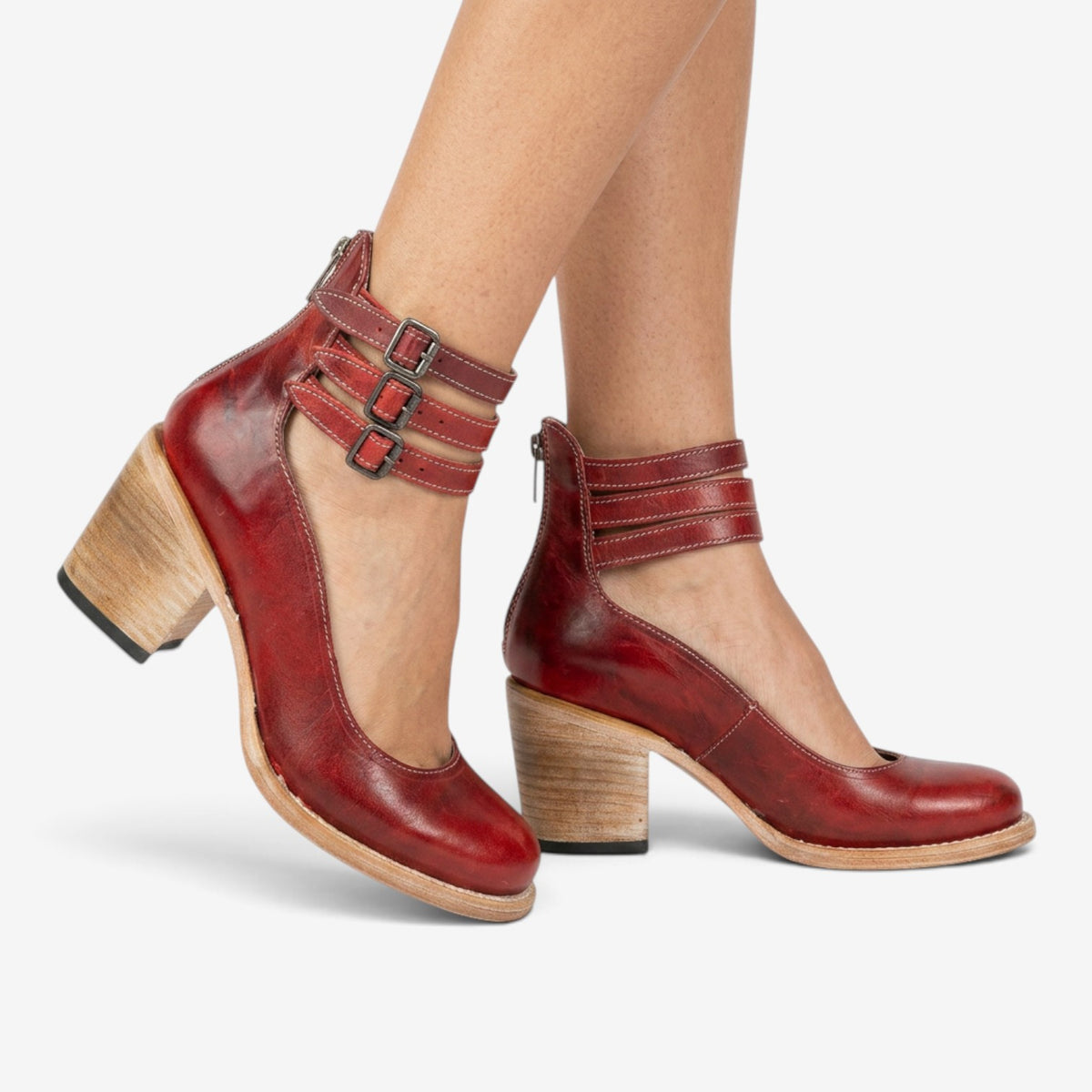 Zapatos de Tacón con Triple Hebilla para Mujer