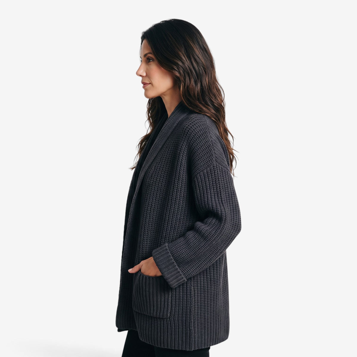 Cárdigan Largo de Punto con Bolsillos para Mujer