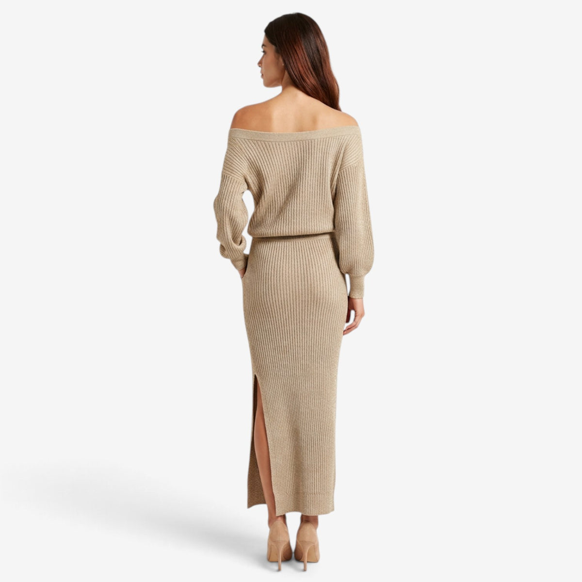 Conjunto de Punto Asimétrico con Falda Larga para Mujer