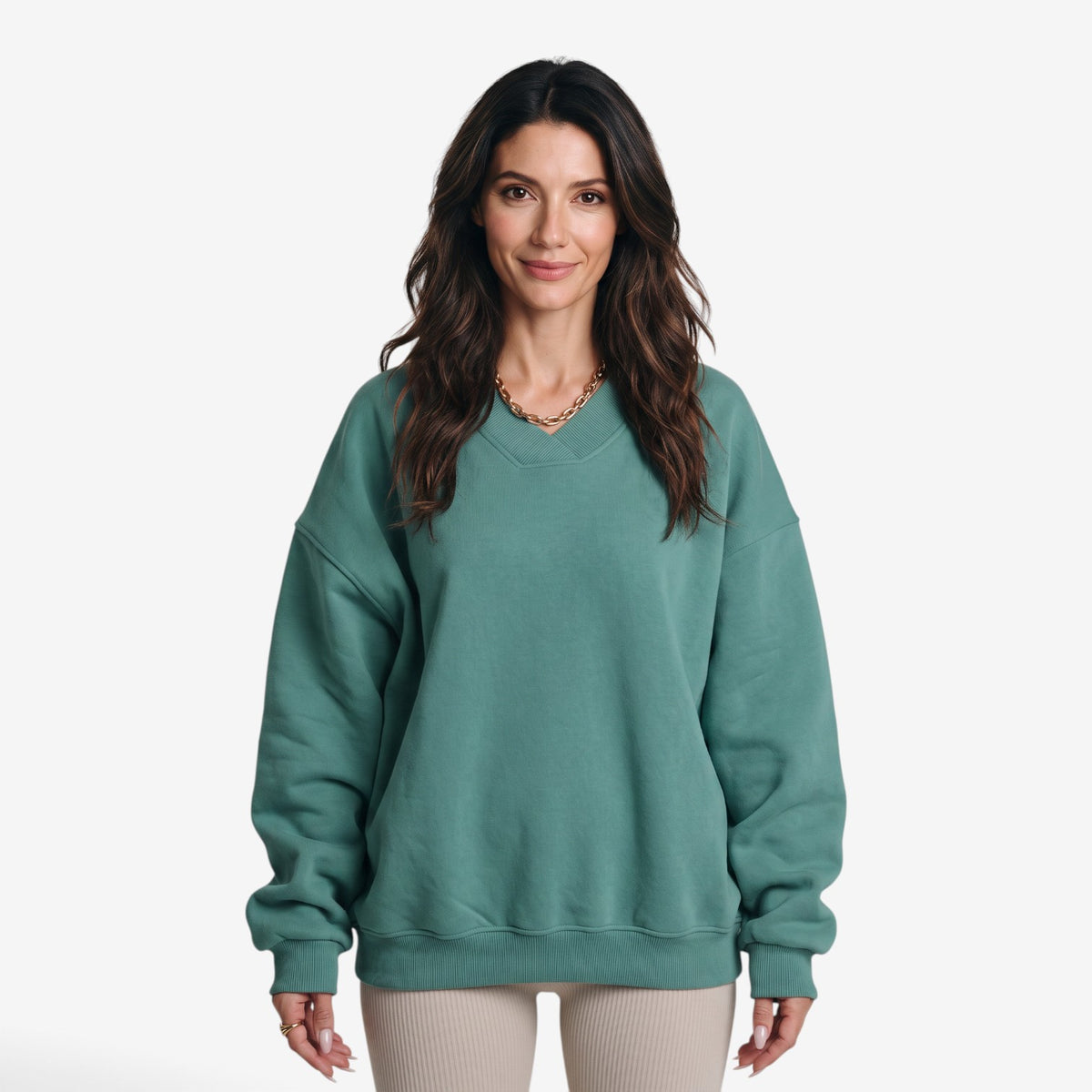 Sudadera Oversize con Cuello de Pico para Mujer