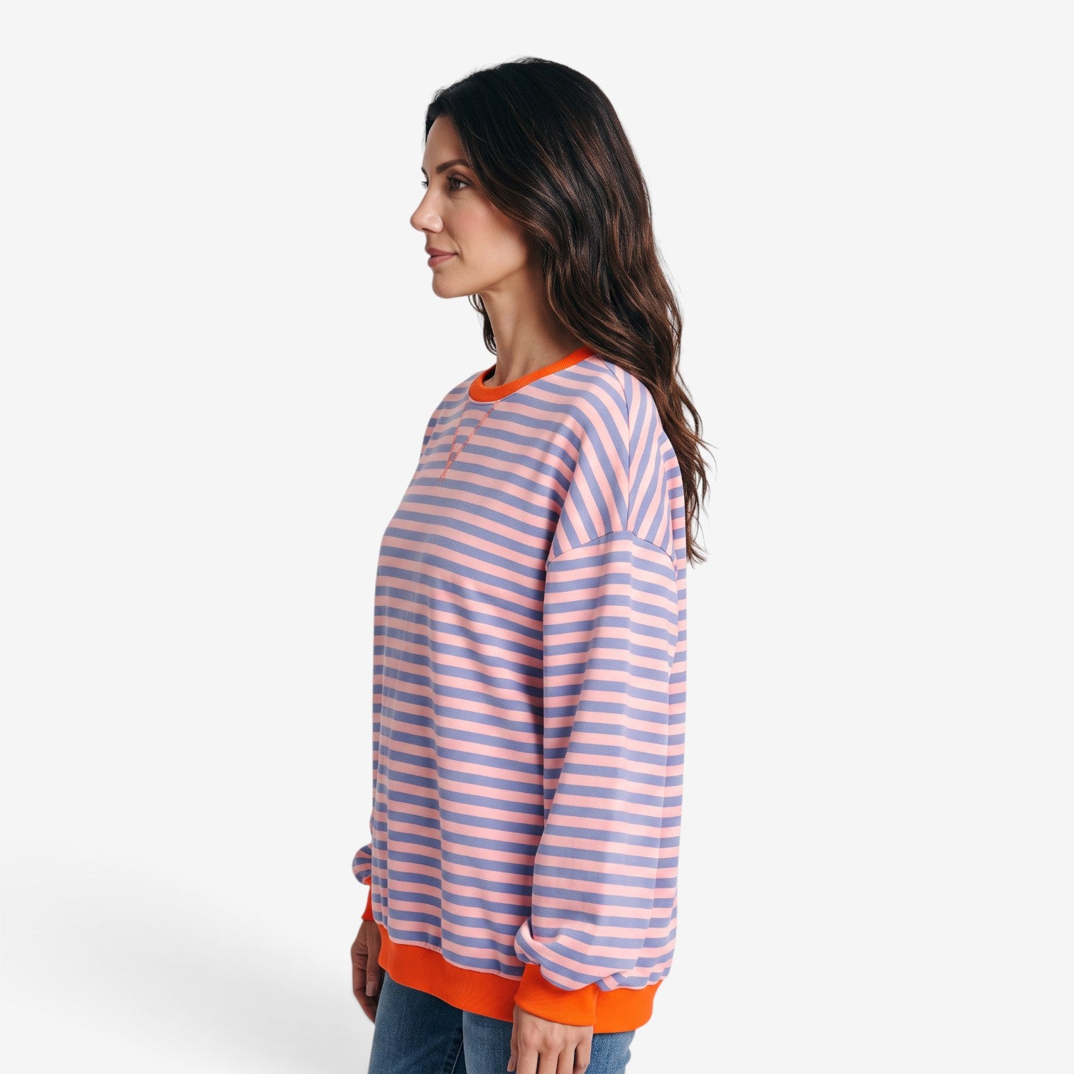 Sudadera a Rayas con Detalles en Contraste para Mujer