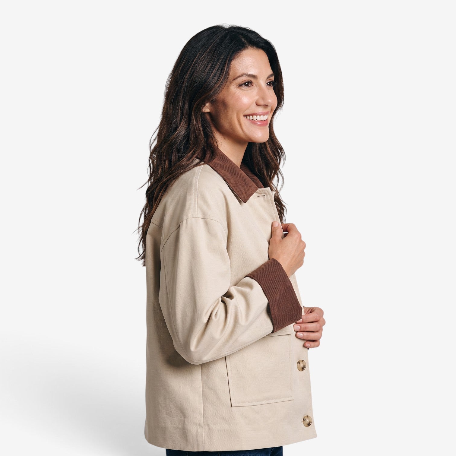 Chaqueta con Cuello en Contraste para Mujer