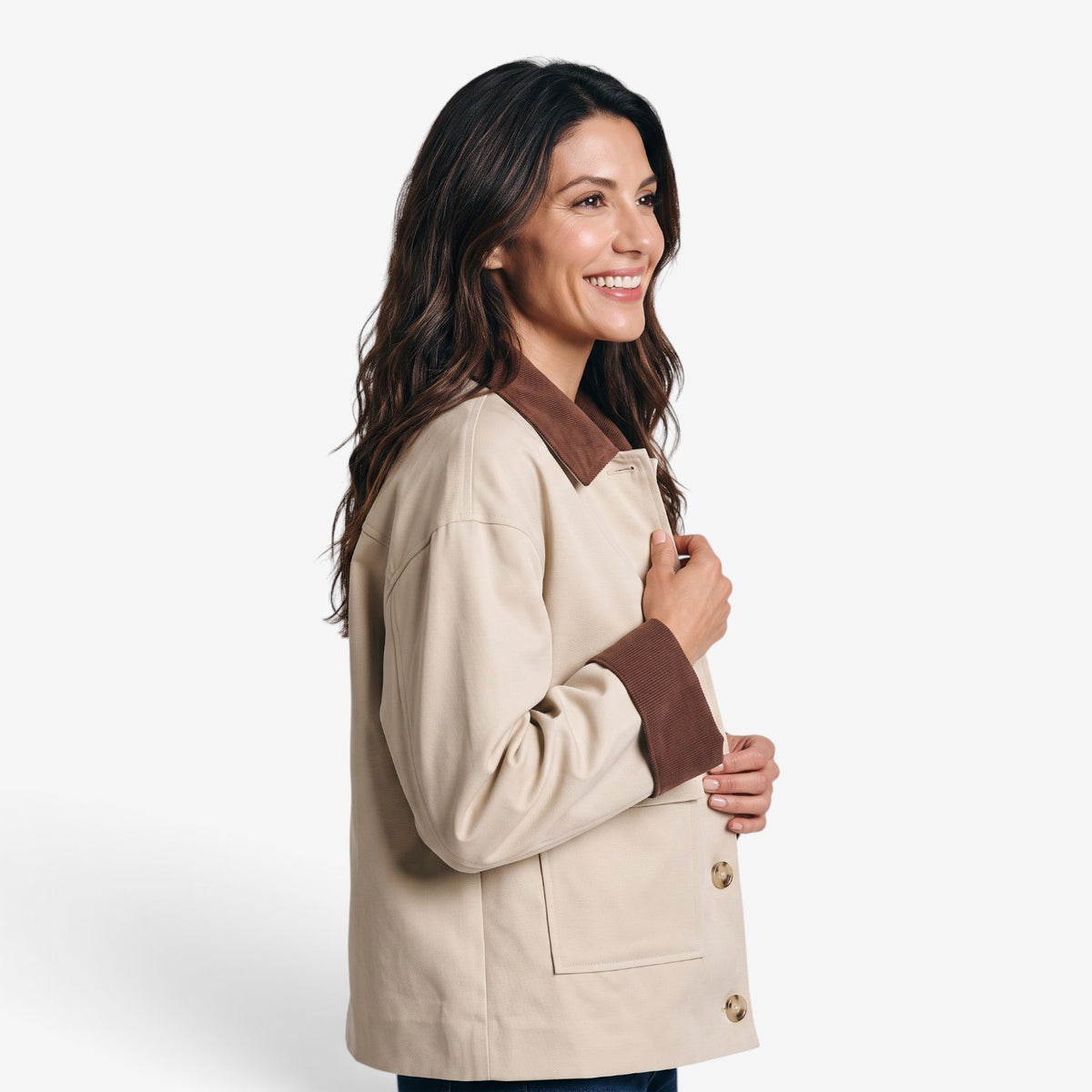 Chaqueta con Cuello en Contraste para Mujer