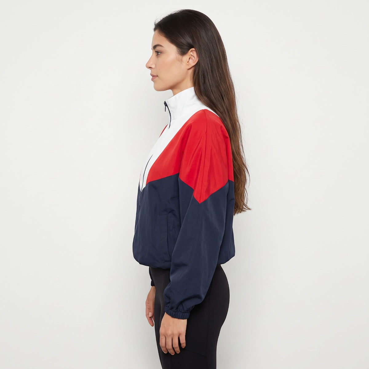 Chaqueta Color Block con Cuello Alto para Mujer