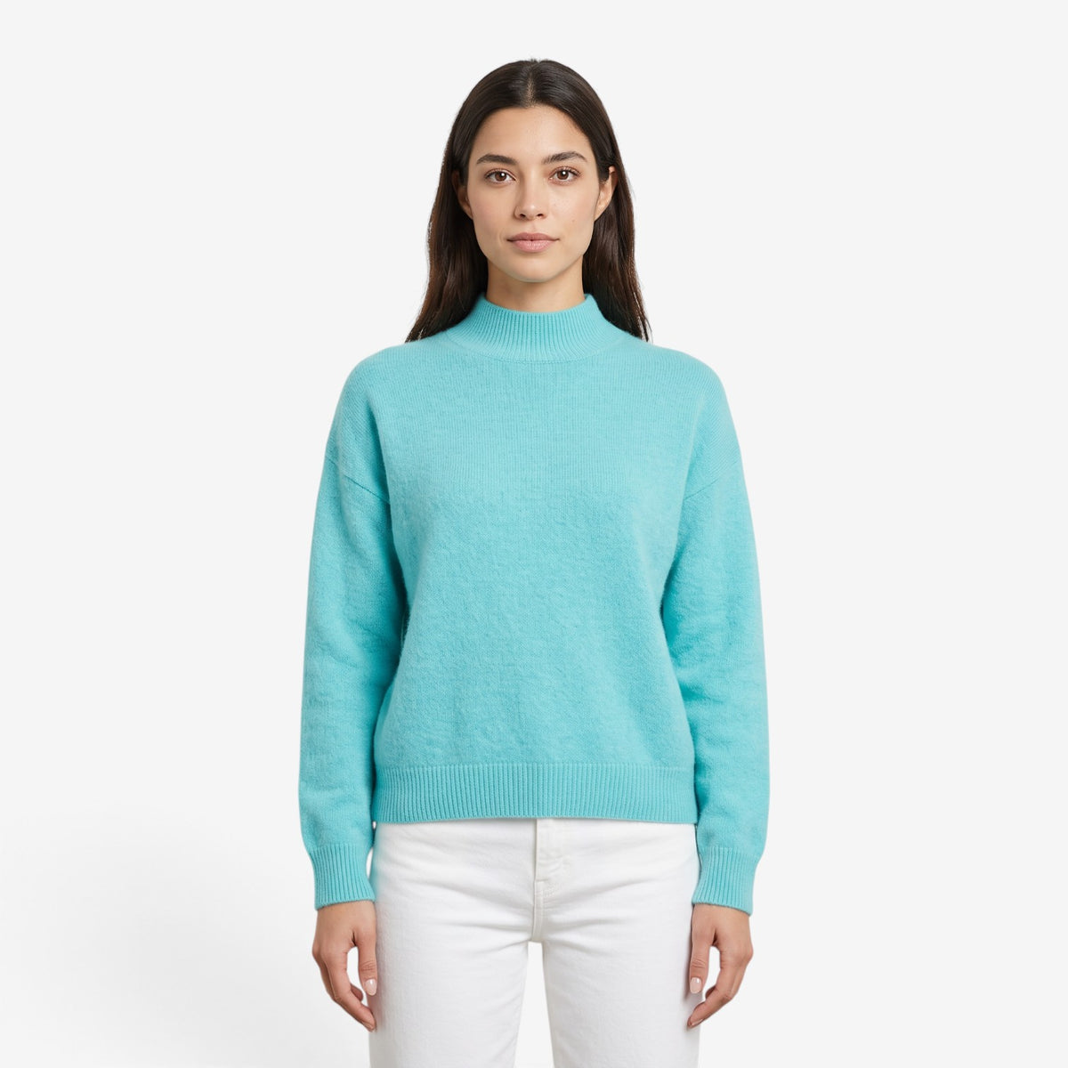 Jersey de Punto Liso con Cuello Alto para Mujer
