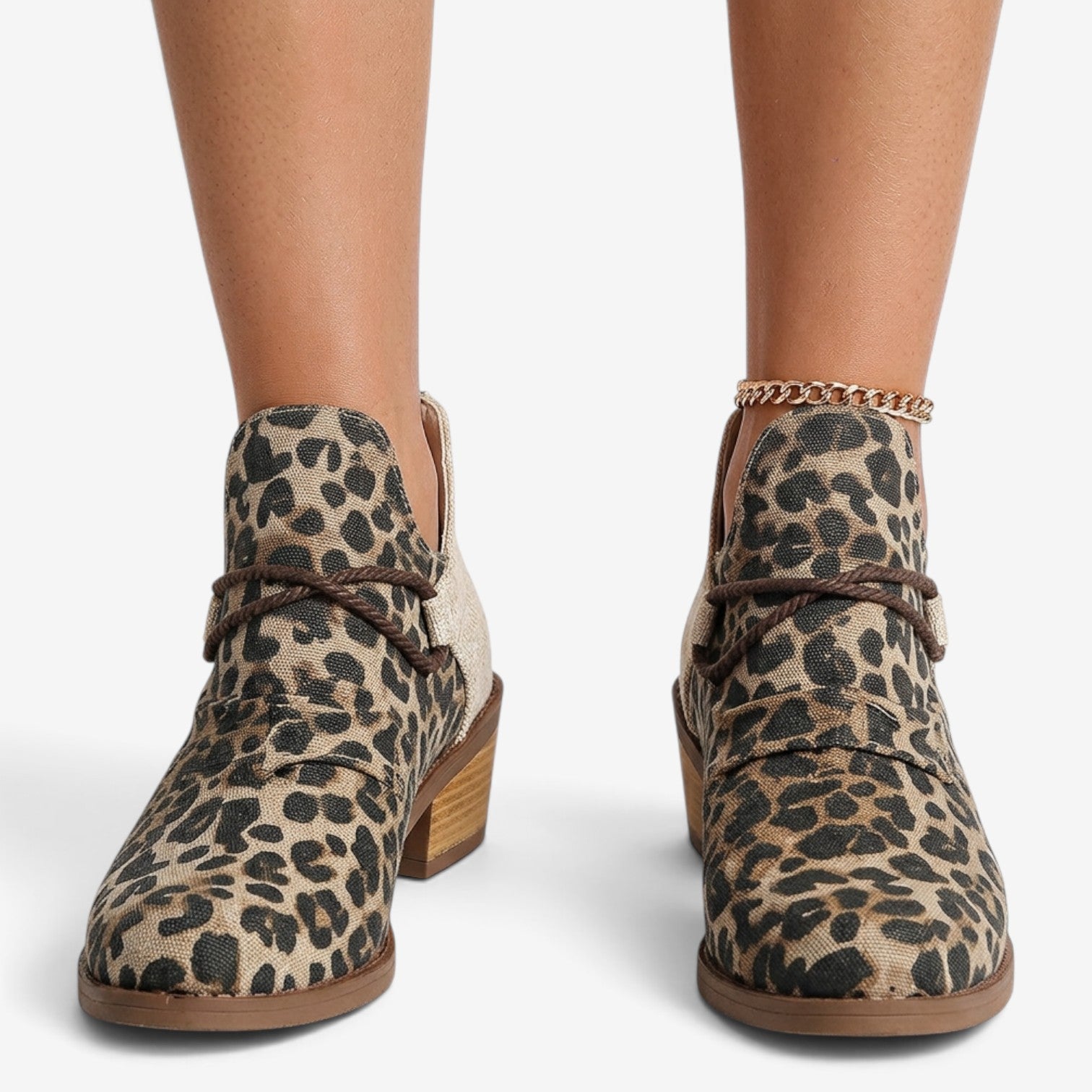Botines de Leopardo con Punta Fina para Mujer