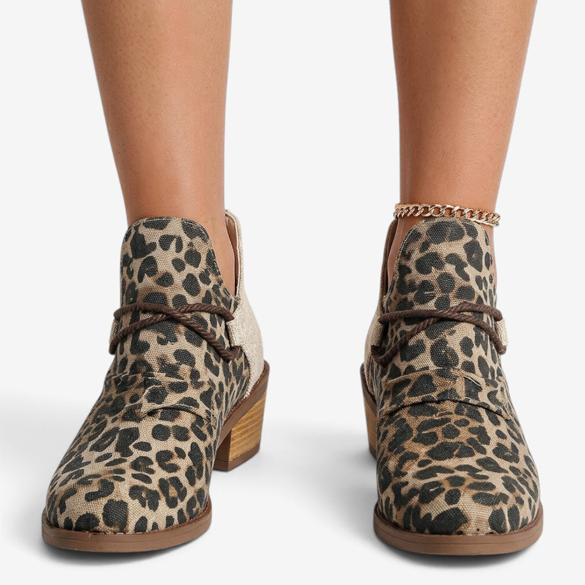 Botines de Leopardo con Punta Fina para Mujer