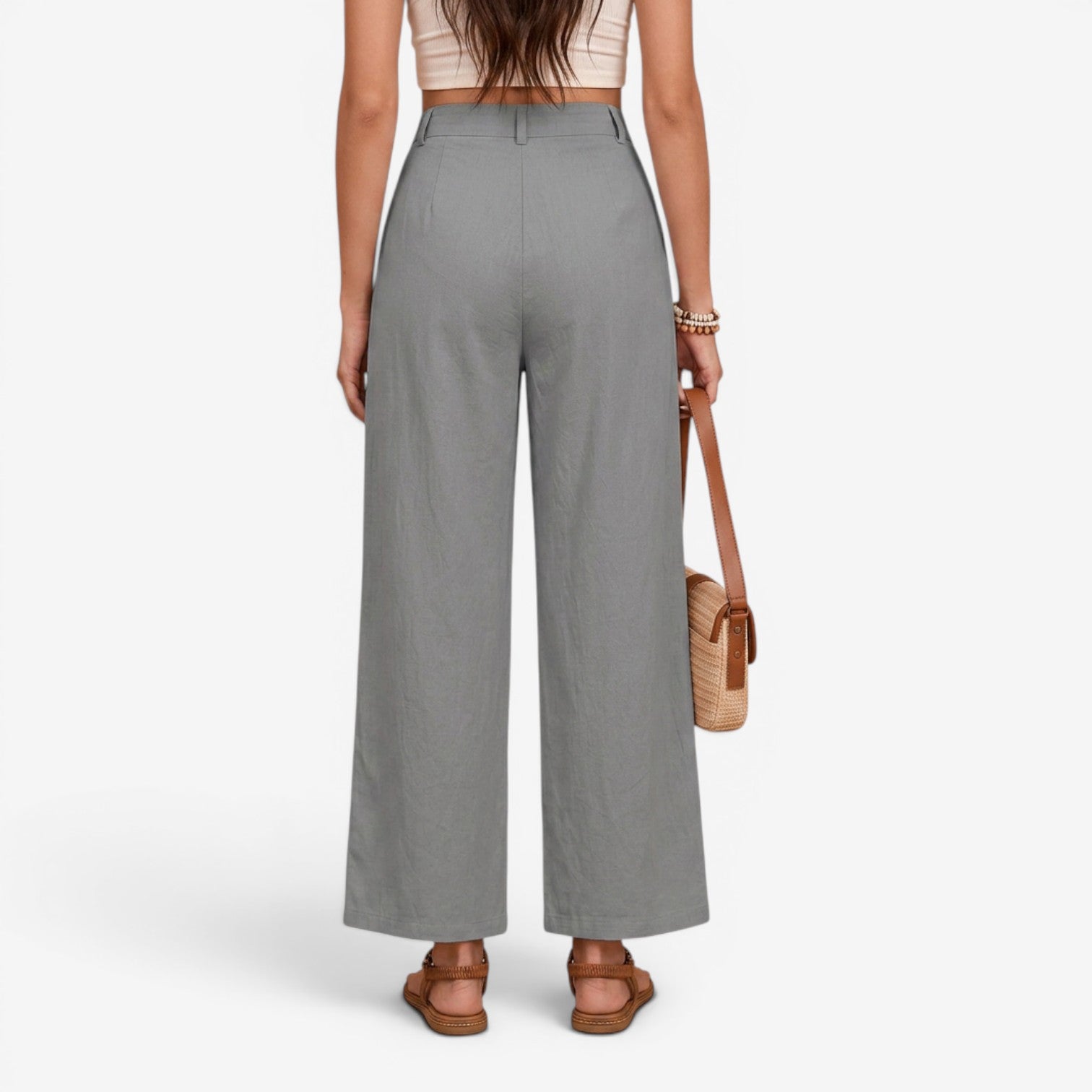 Pantalón de Lino Pierna Ancha para Mujer