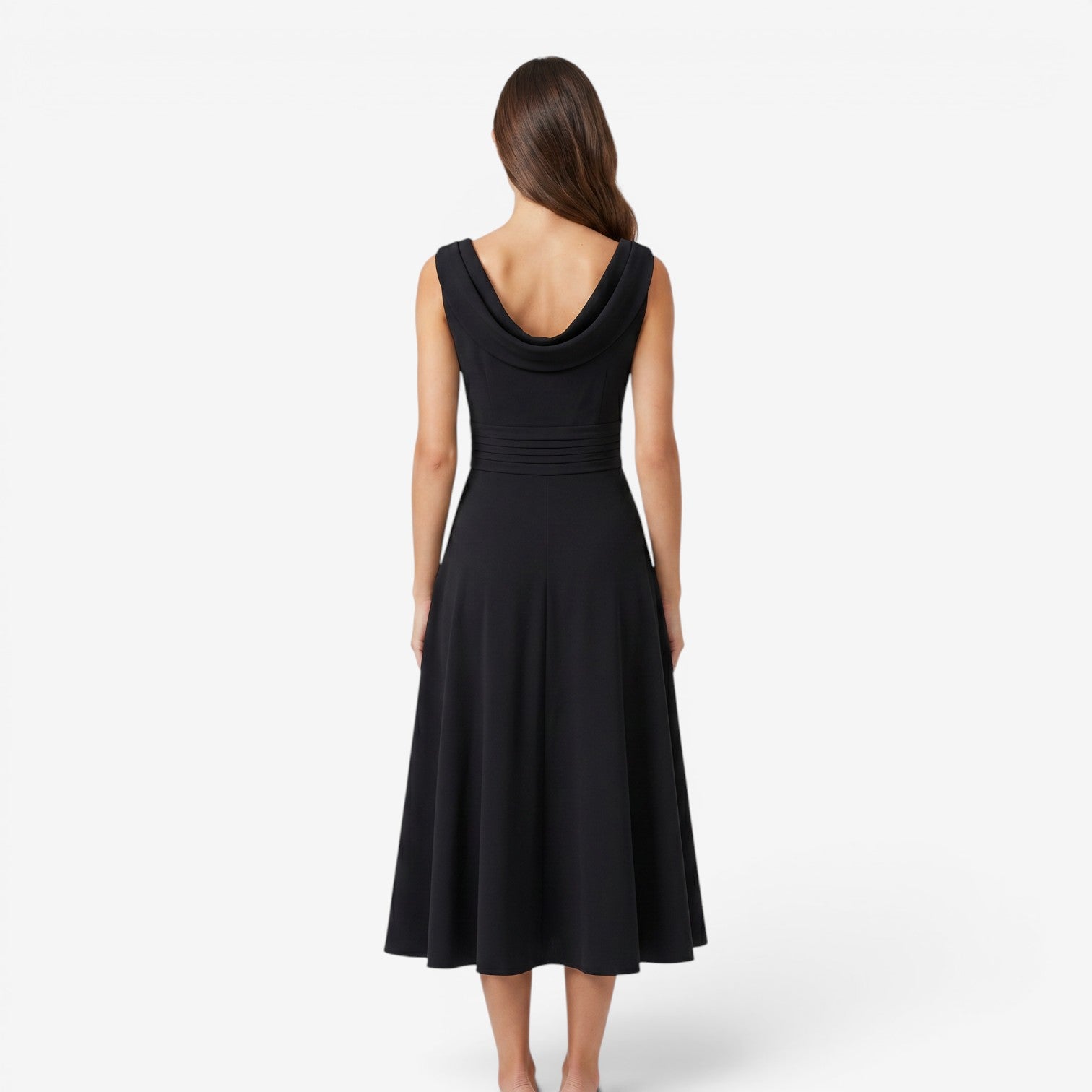 Vestido de Gasa con Escote Barco