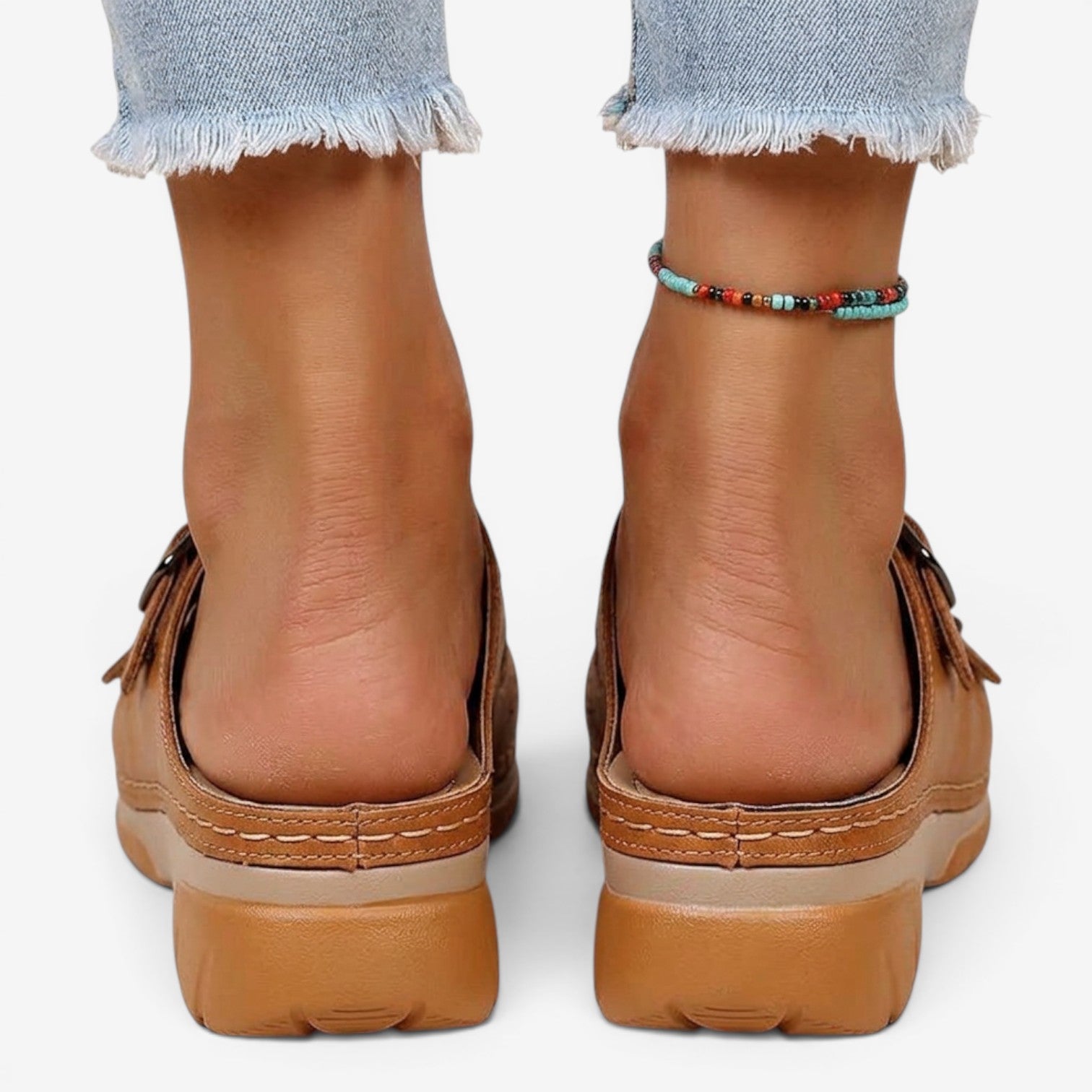Sandalias Mule de Cuña con Doble Hebilla