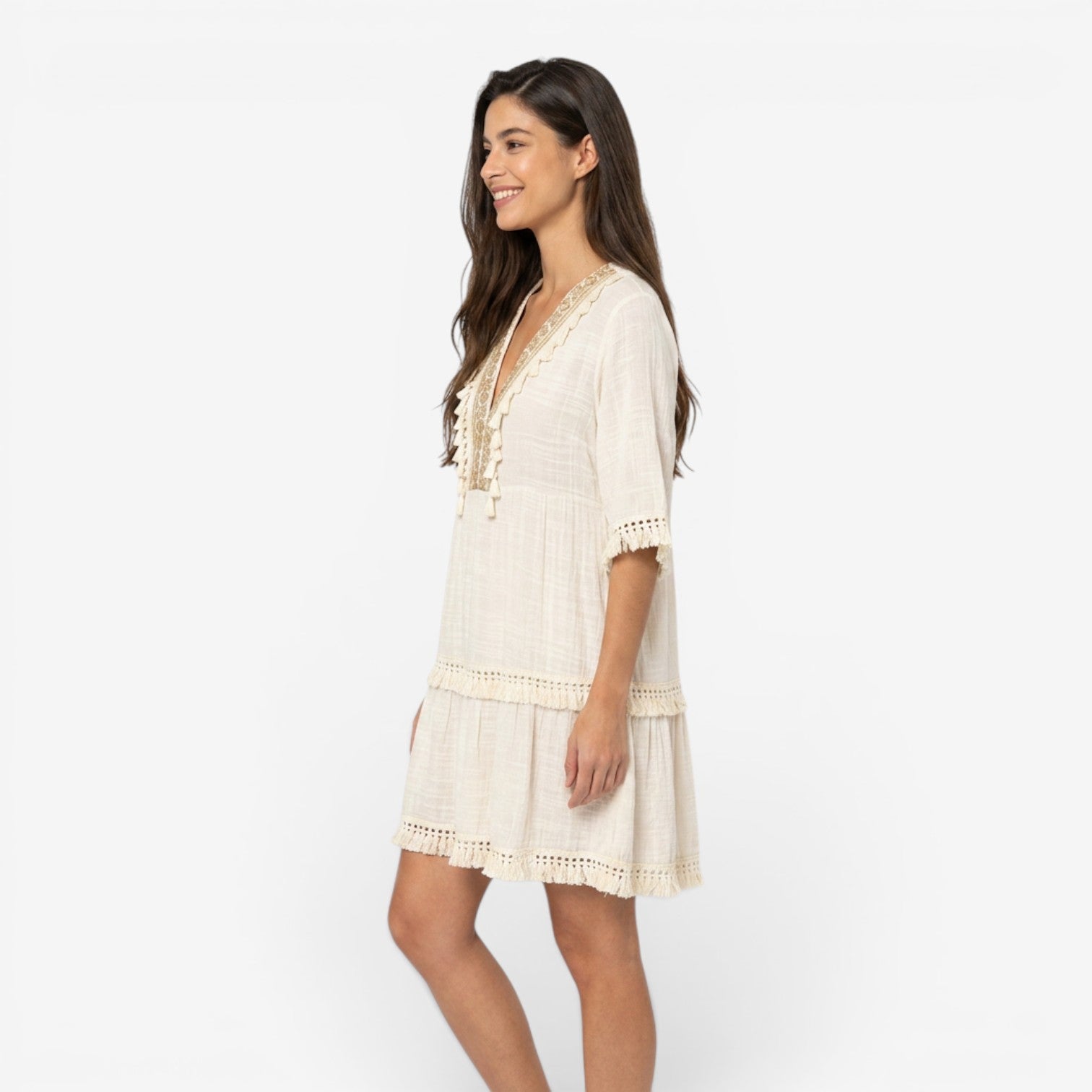 Vestido Midi Bohemio con Encaje para Mujer