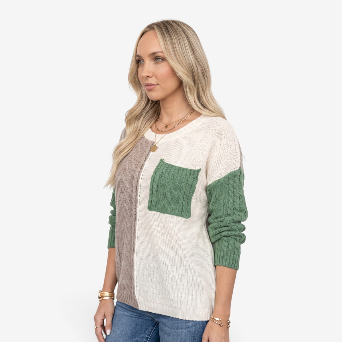 Jersey de Punto con Bloques para Mujer