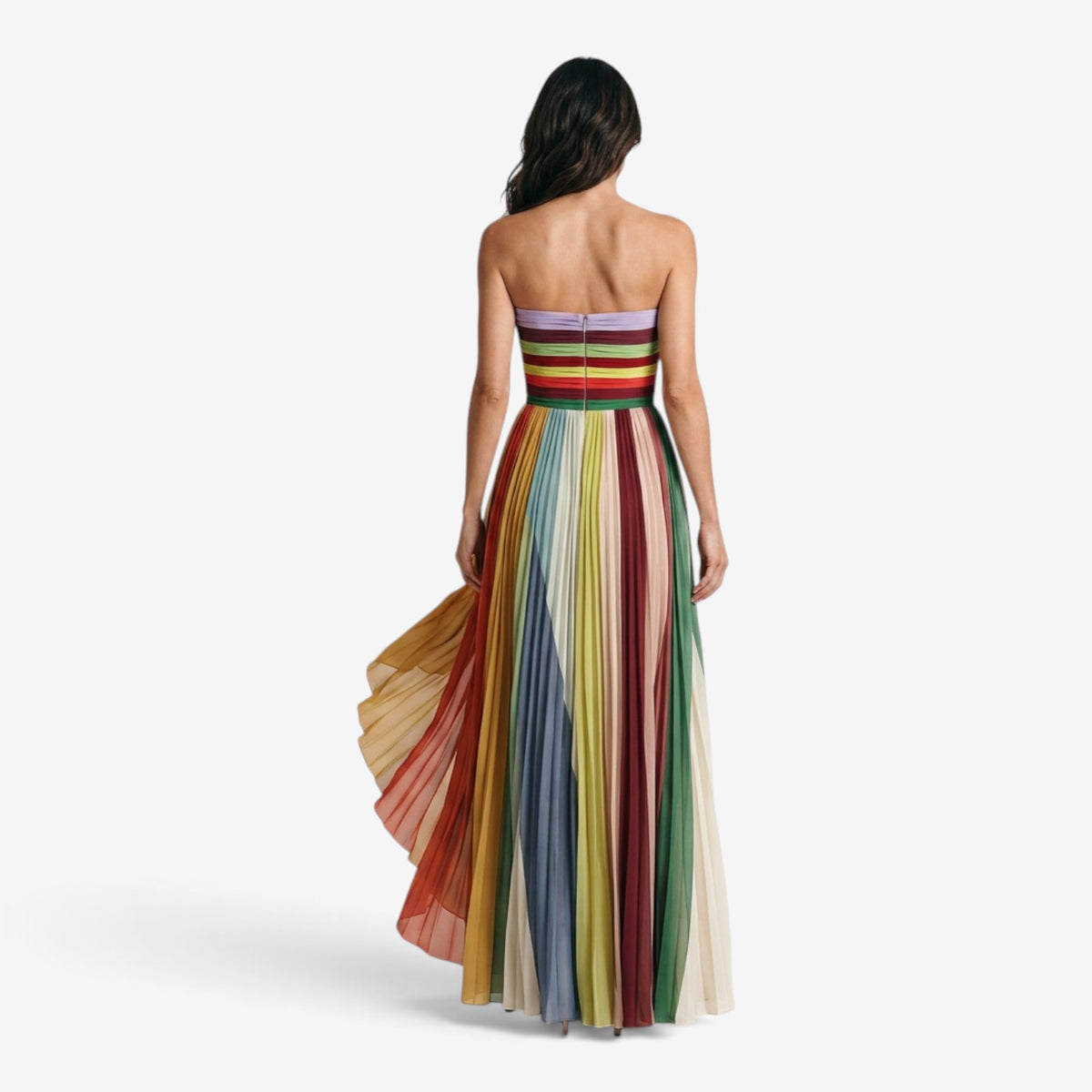 Vestido Maxi Plisado Multicolor para Mujer