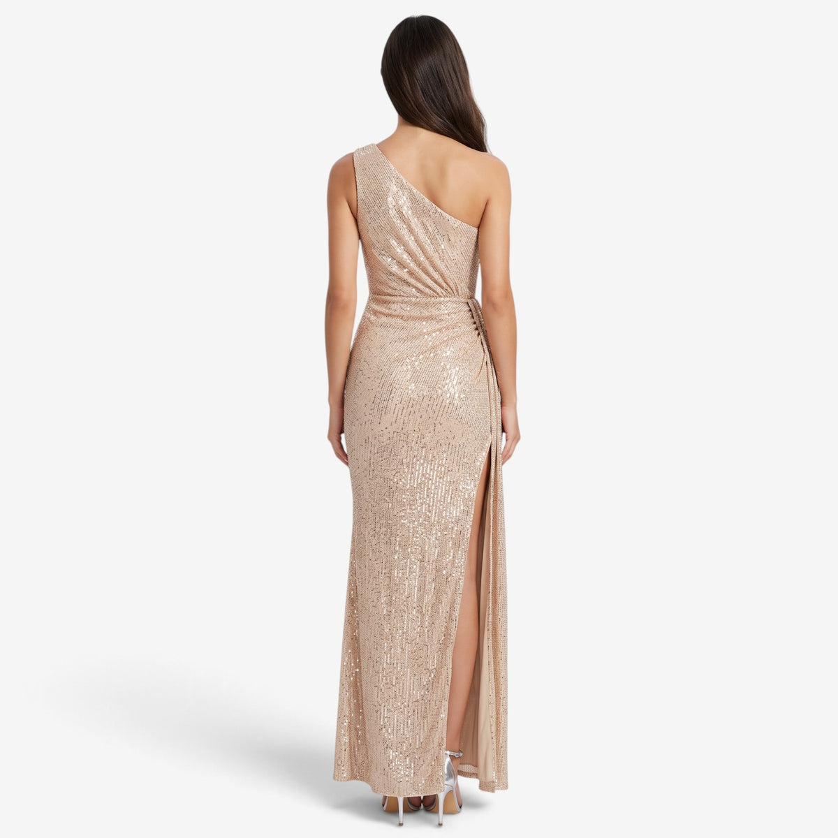 Vestido de Fiesta Asimétrico con Lentejuelas para Mujer