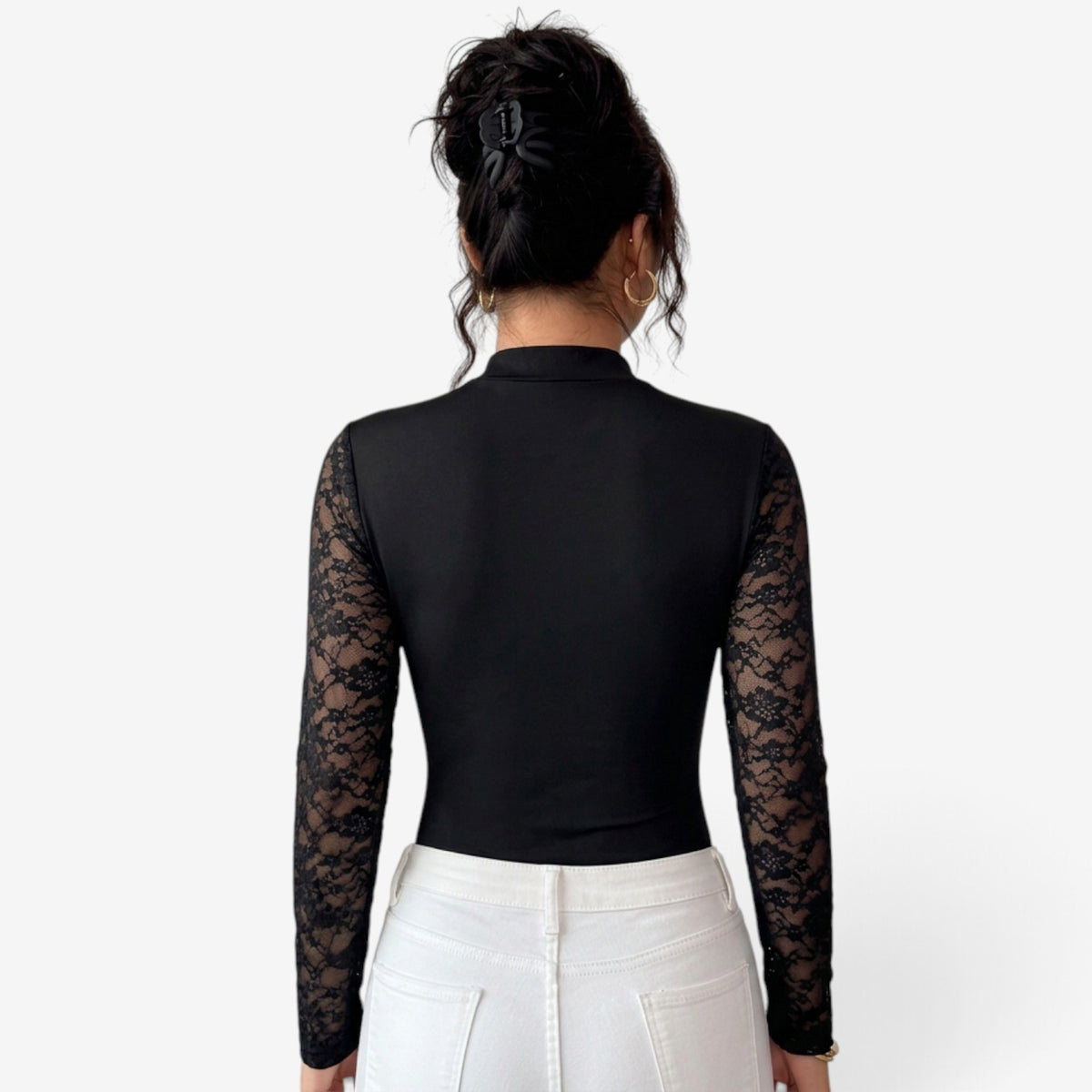 Top de Encaje con Abertura Frontal para Mujer