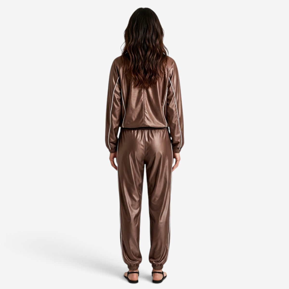 Conjunto Deportivo Satinado con Ribetes para Mujer