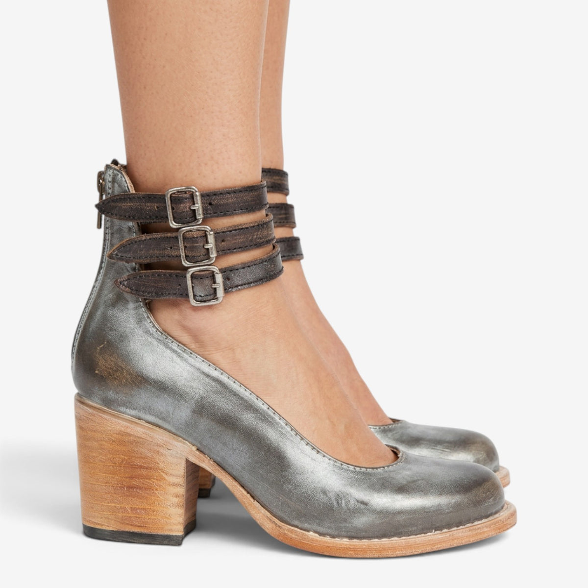 Zapatos de Tacón con Triple Hebilla para Mujer