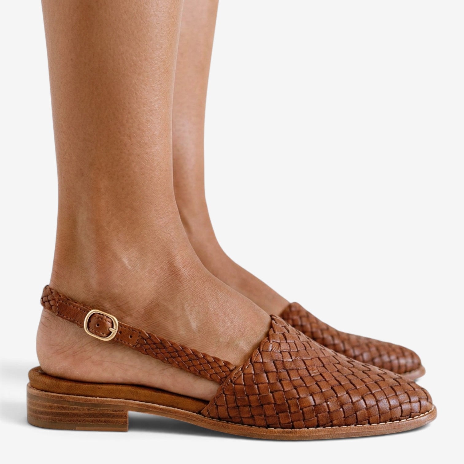 Sandalias Planas Trenzadas con Hebilla para Mujer